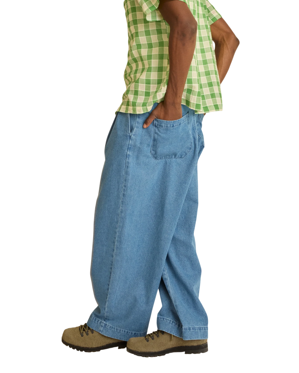 Oliver Denim Pleated Pant | Light Indigo