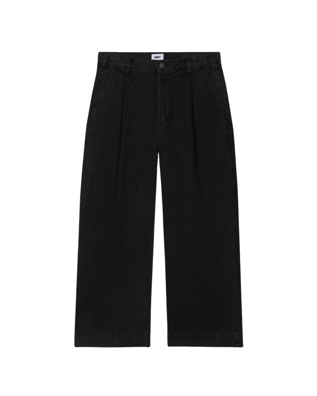 Oliver Denim Pleated Pant | Faded Black