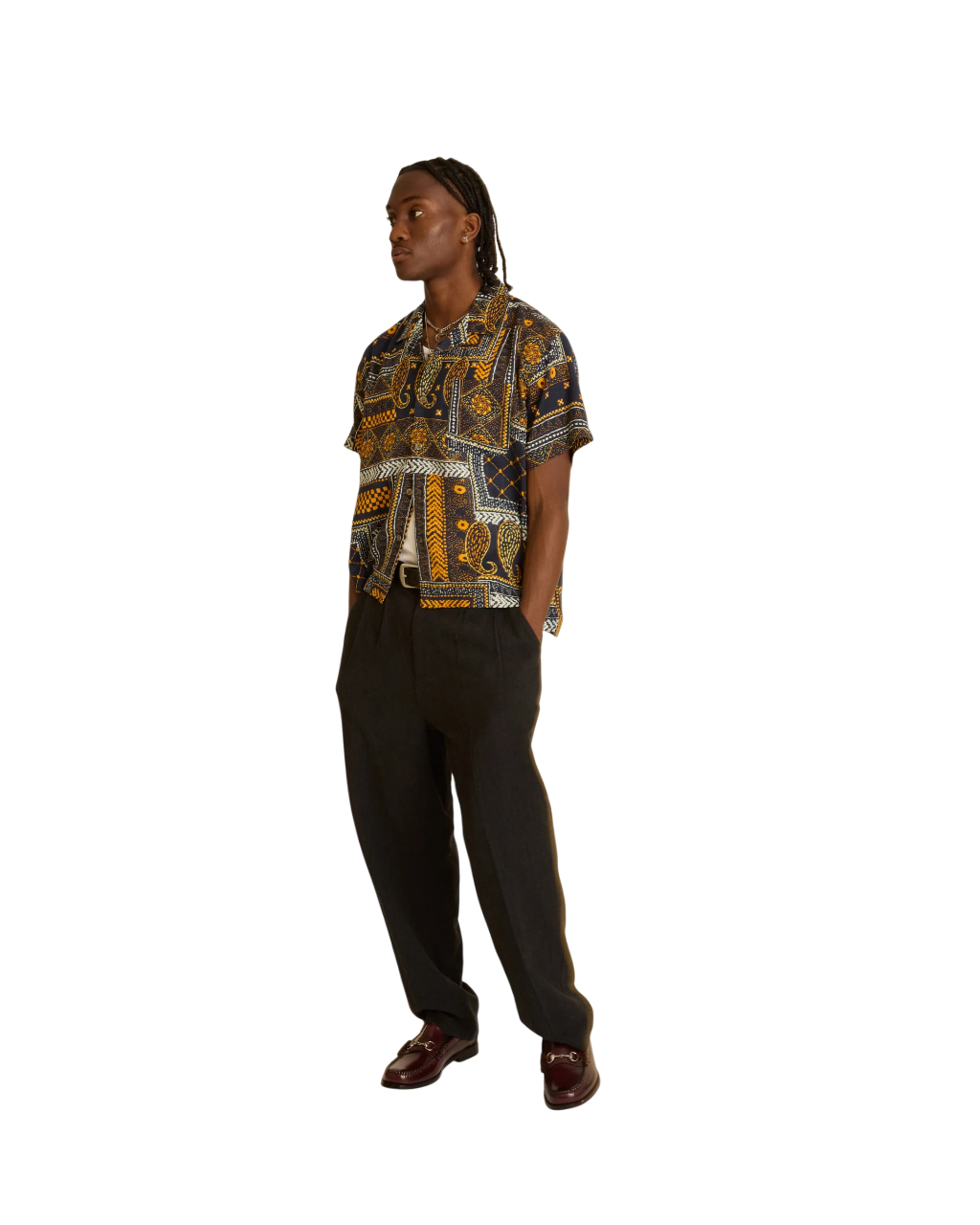 Fubar Linen Pleated Pant | Digital Black