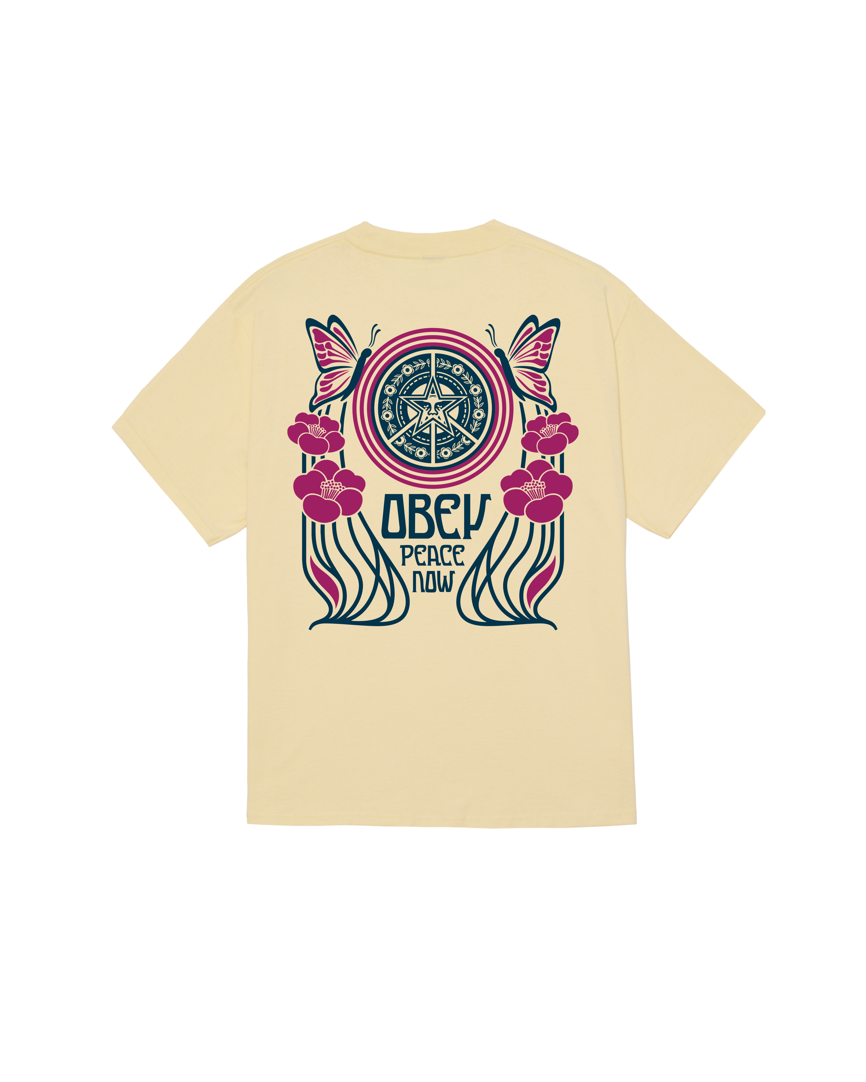 Peace Now Butterflies Classic T-Shirt | Pale Yellow