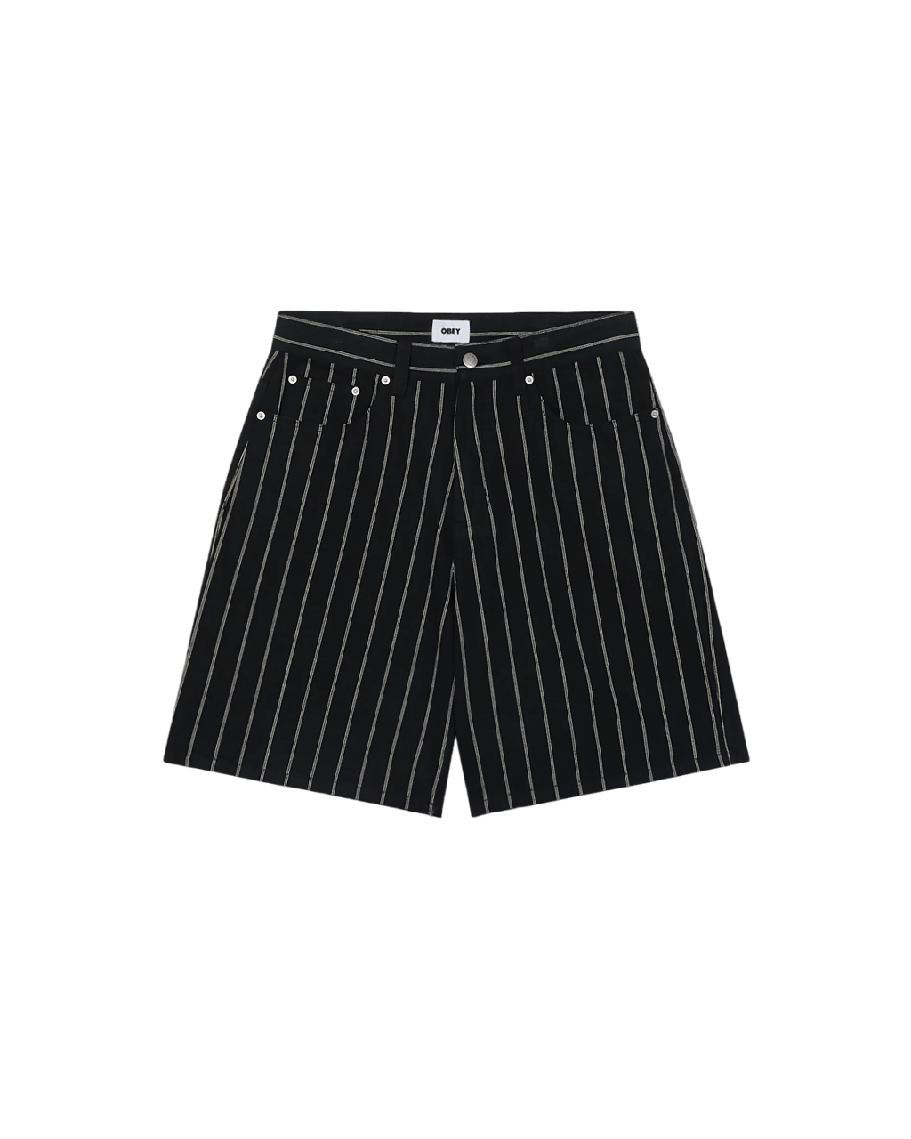 Stripe Baggy Denim Short | Black Multi