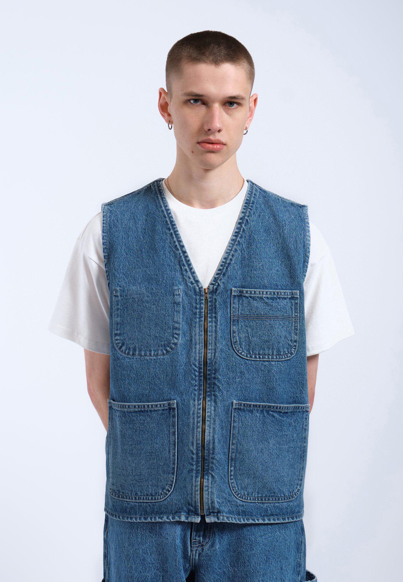Denver Worker Vest - Stream Sky Retro Contrast