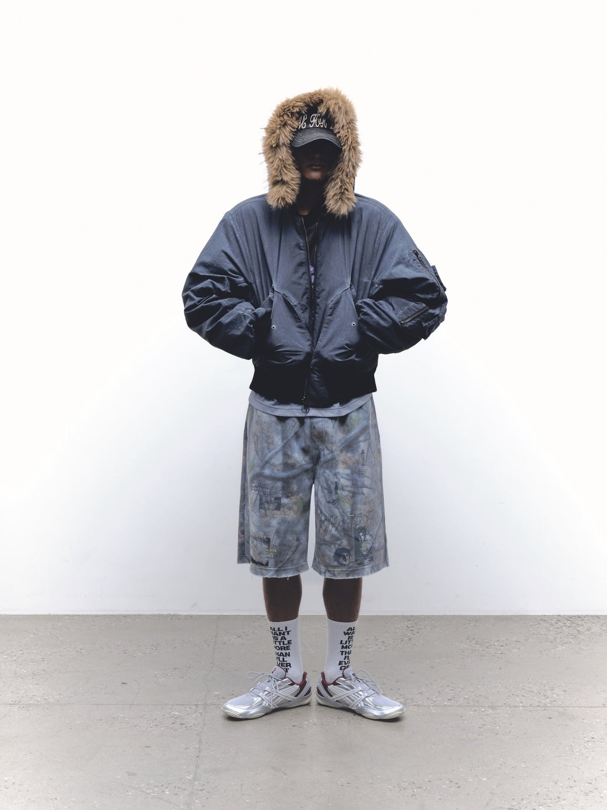 Fur Hood Bomber | Black