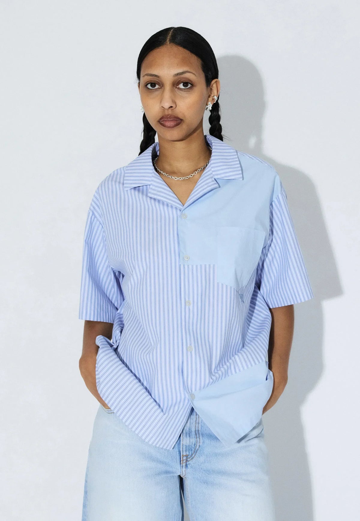 Mile Shirt | Lt Blue Stripe Mono
