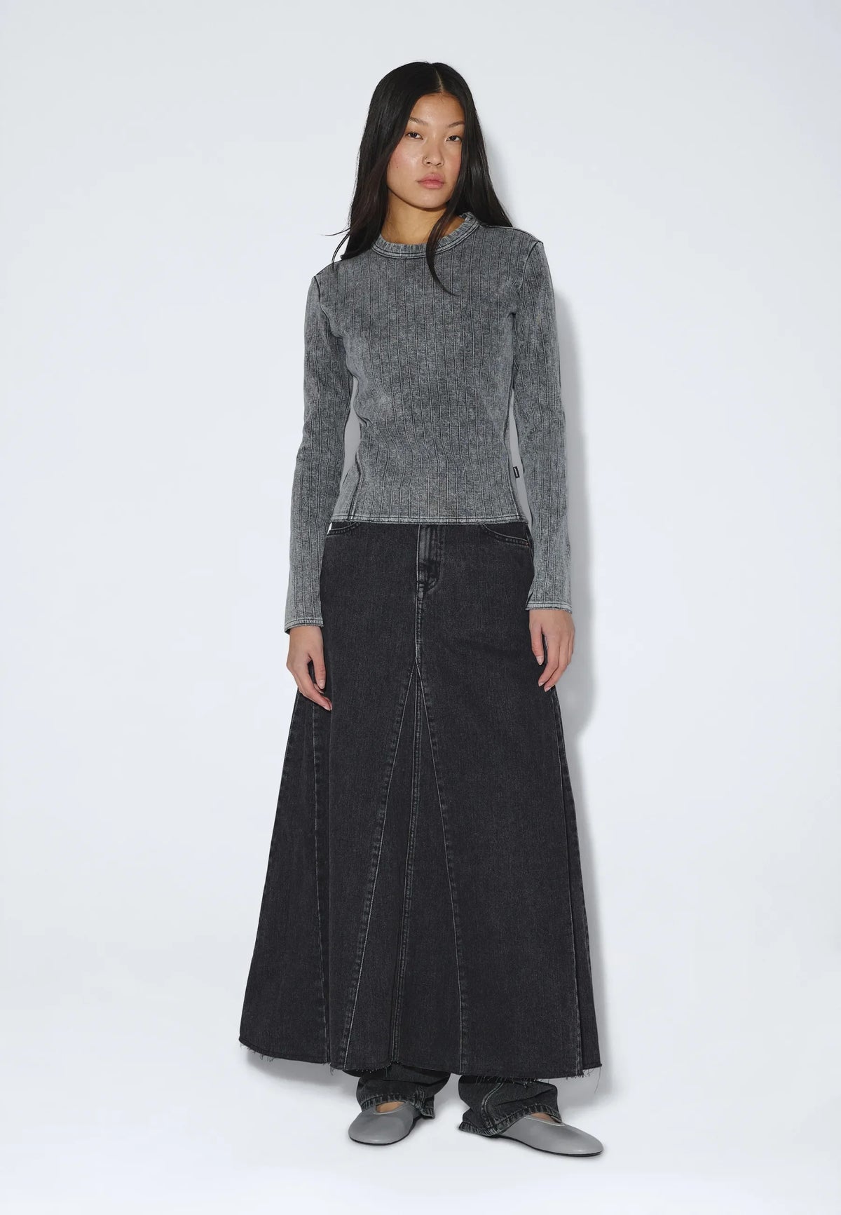 Stella Seam Rib Top | Washed Grey
