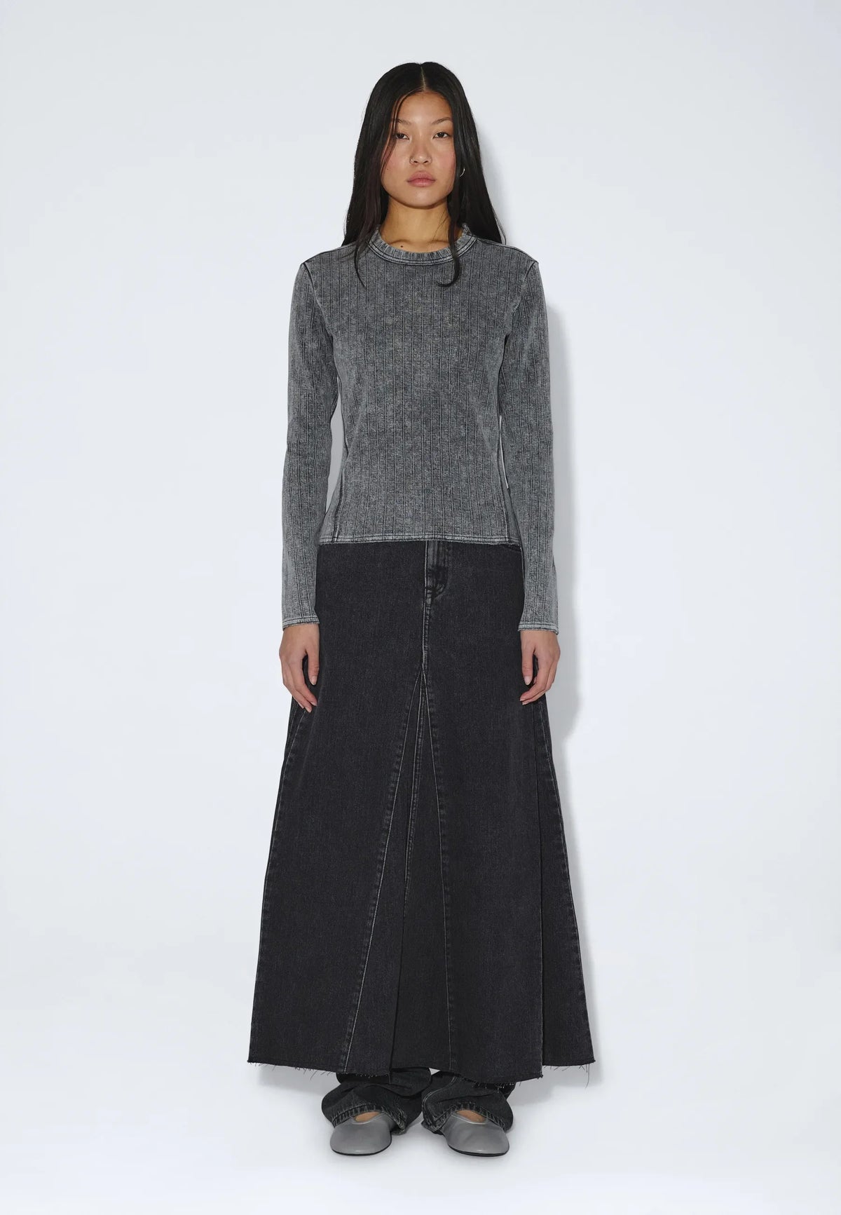 Stella Seam Rib Top | Washed Grey