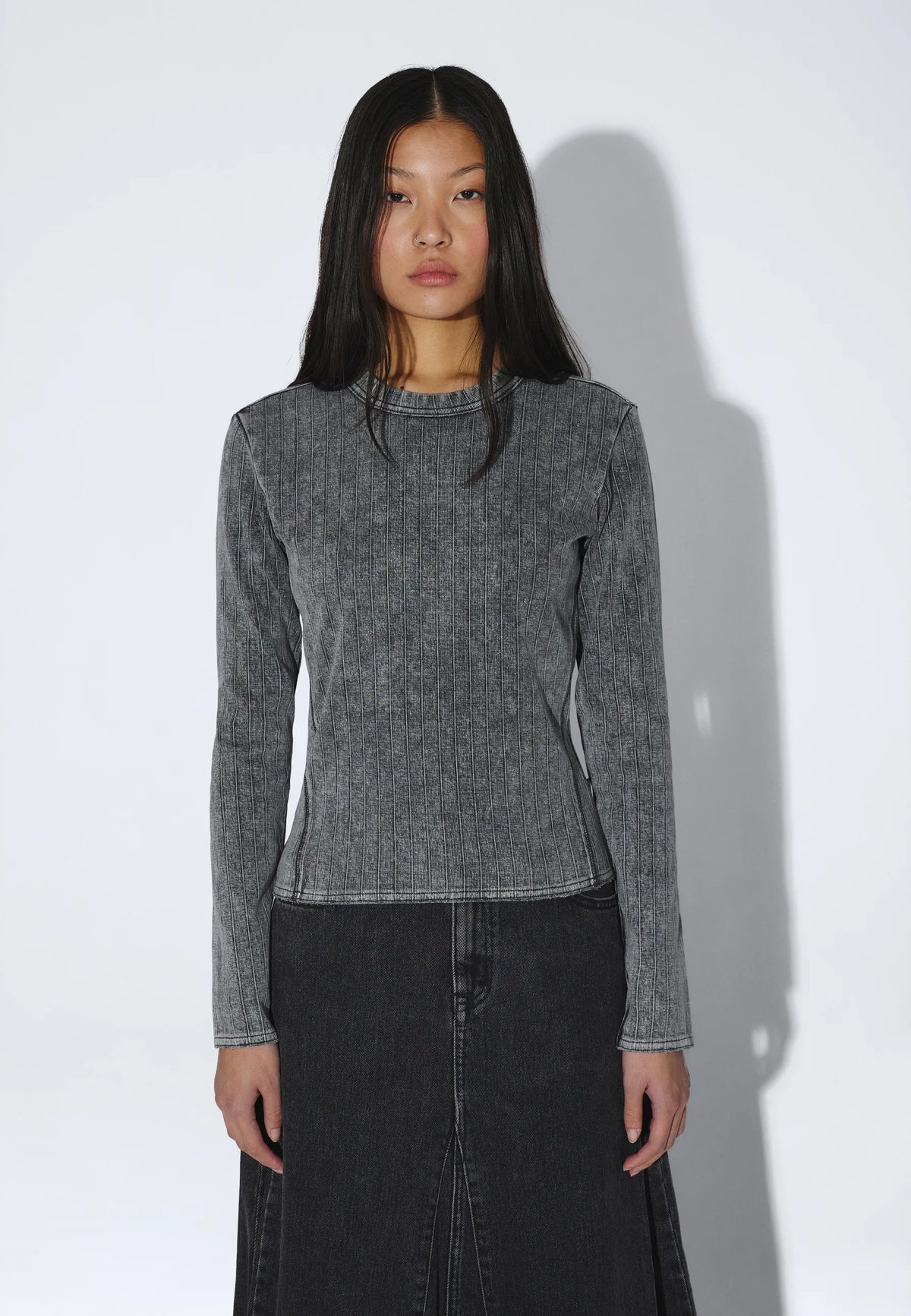 Stella Seam Rib Top | Washed Grey
