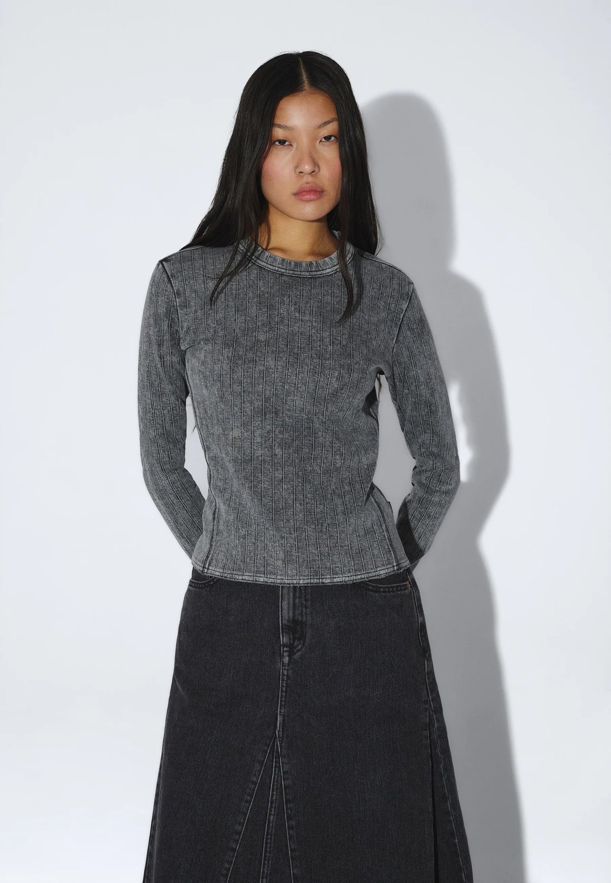 Stella Seam Rib Top | Washed Grey