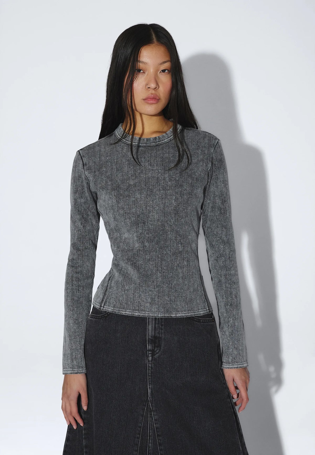 Stella Seam Rib Top | Washed Grey