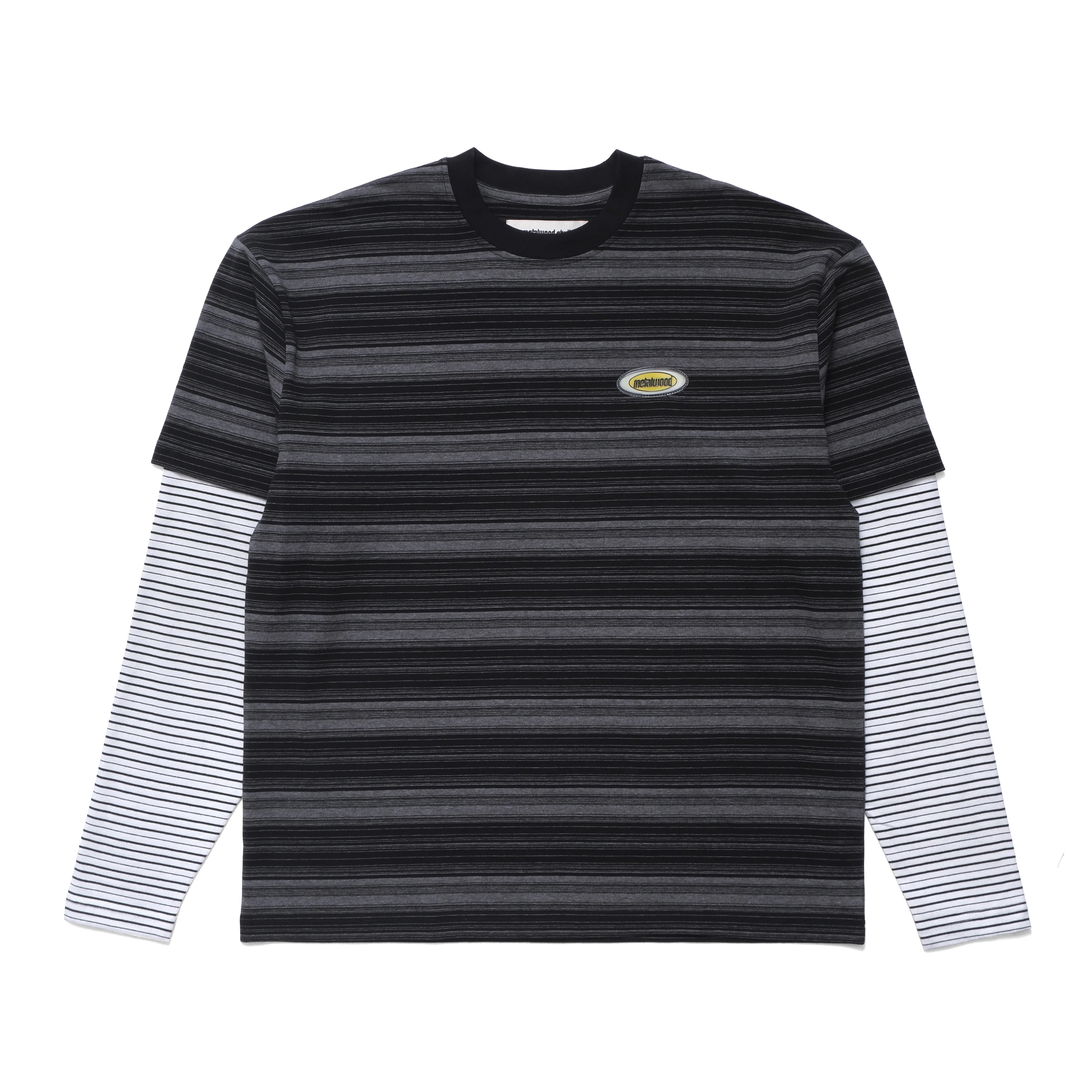Double Layer Striped T-shirt | Black