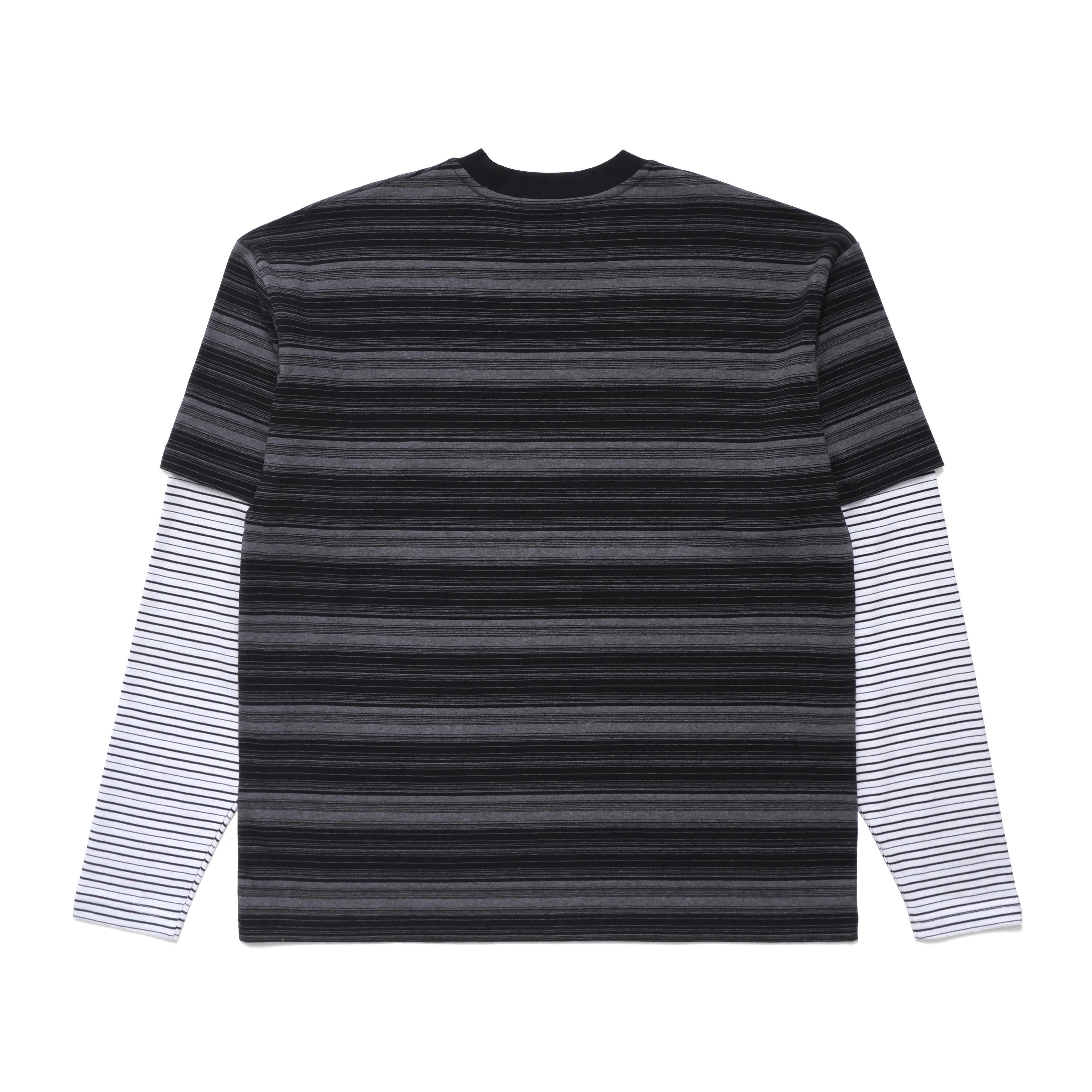 Double Layer Striped T-shirt | Black