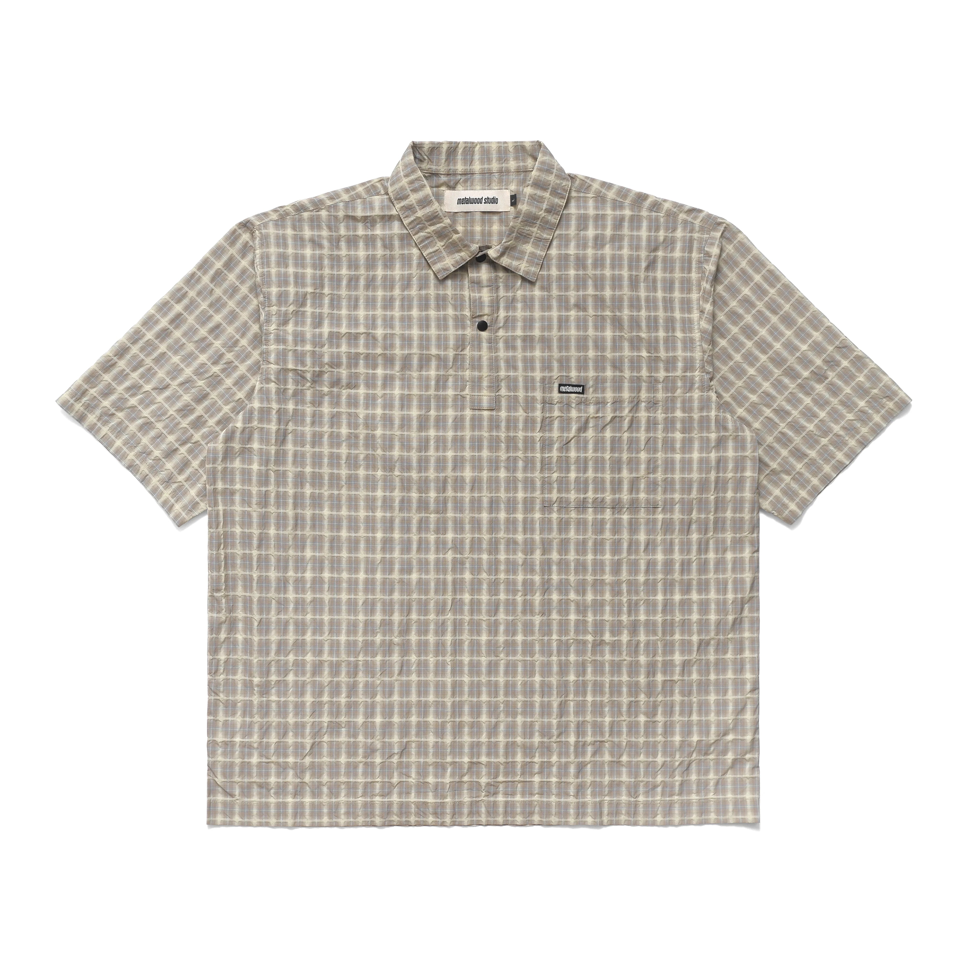 Oversized Snap Top Polo | Tan Plaid