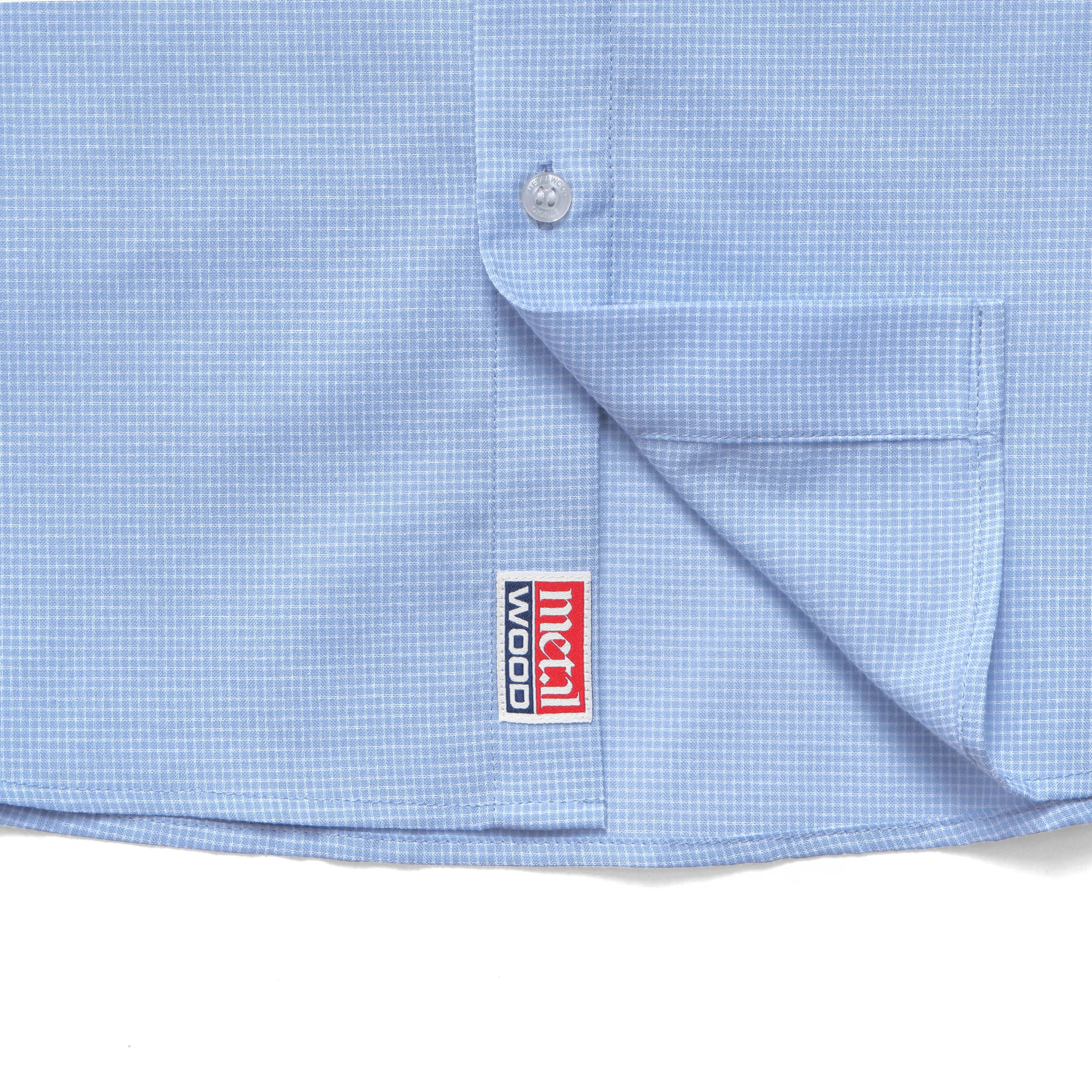 Micro Grid Oversized Button Up Shirt | Sky