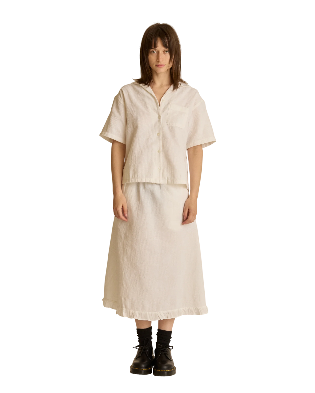 Manor Jacquard Skirt | White