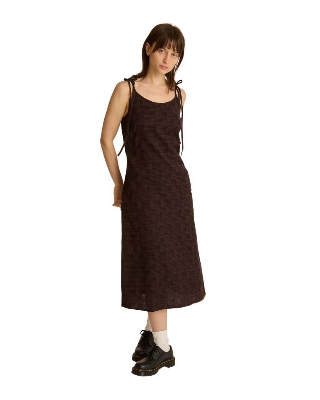 Vivian Plaid Dress | Java Brown