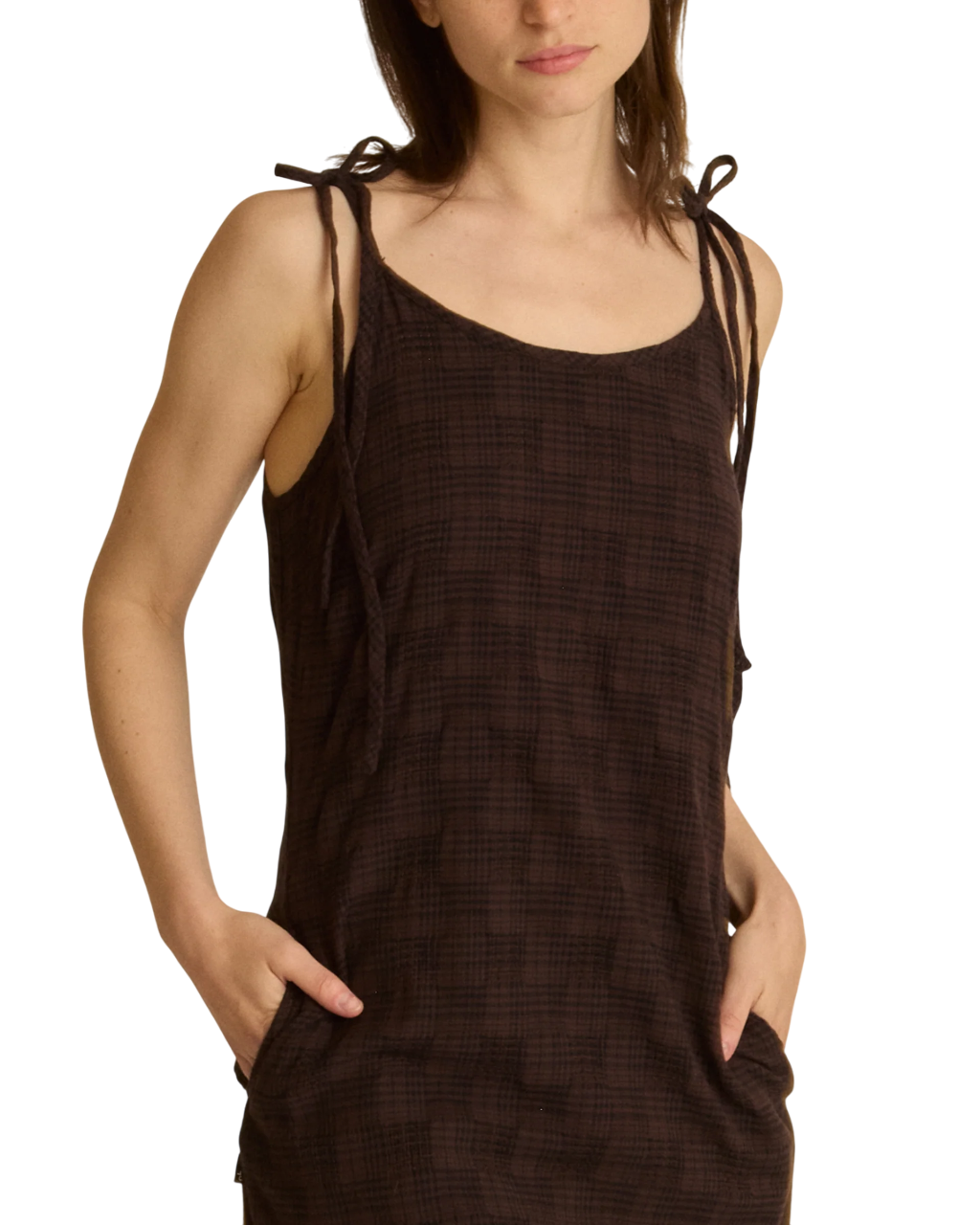 Vivian Plaid Dress | Java Brown