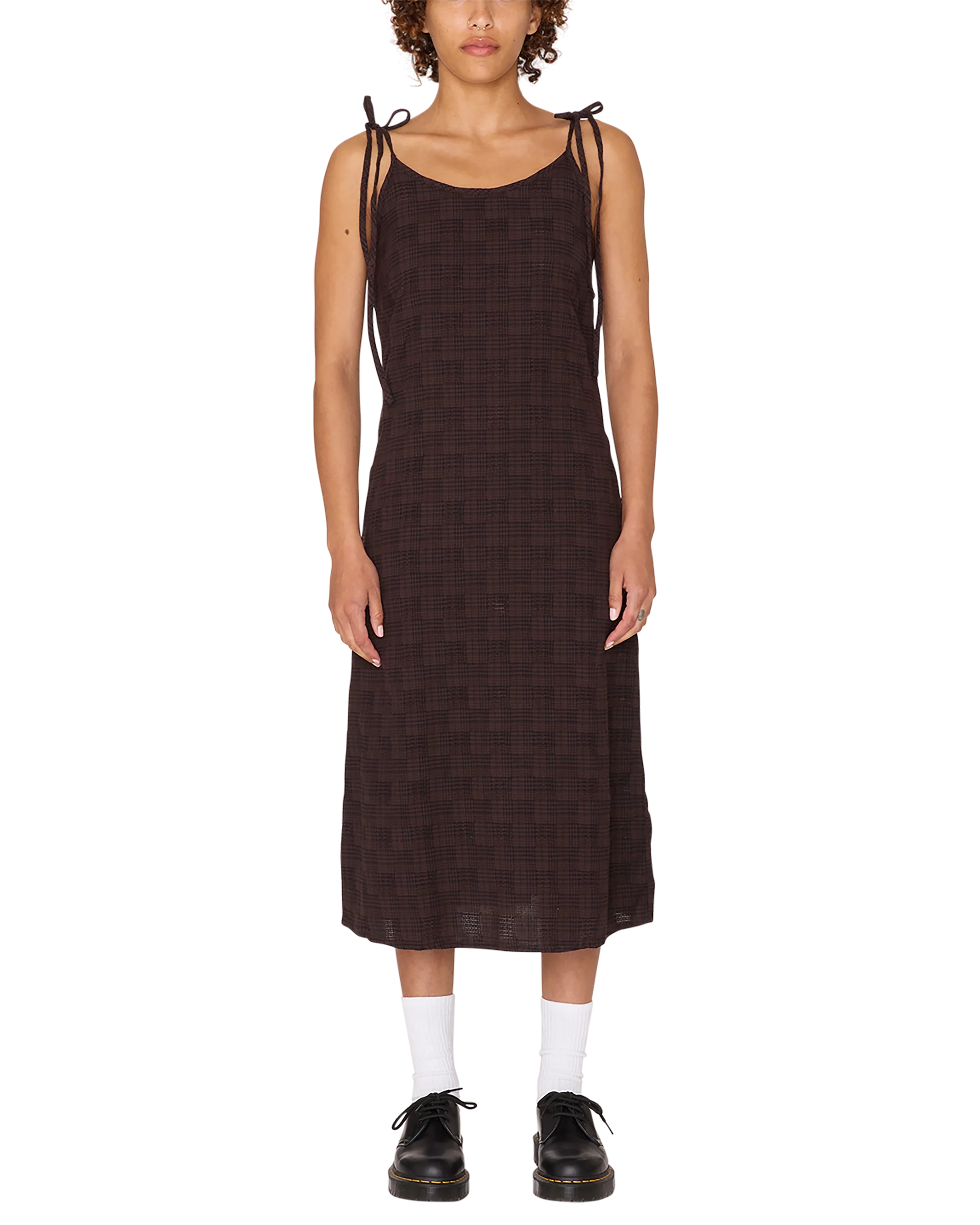 Vivian Plaid Dress | Java Brown