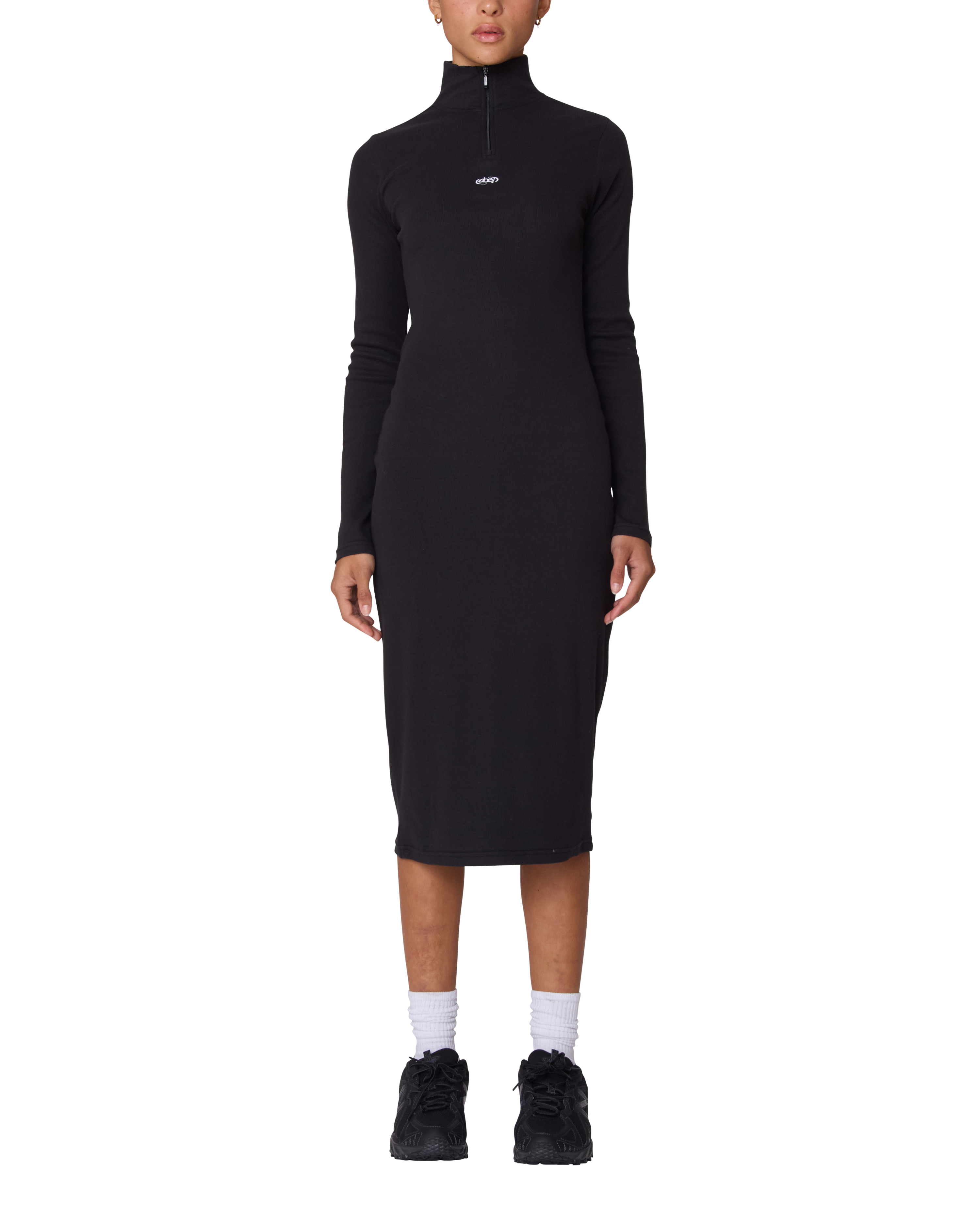 obey-malina-mock-neck-dress-digital-black