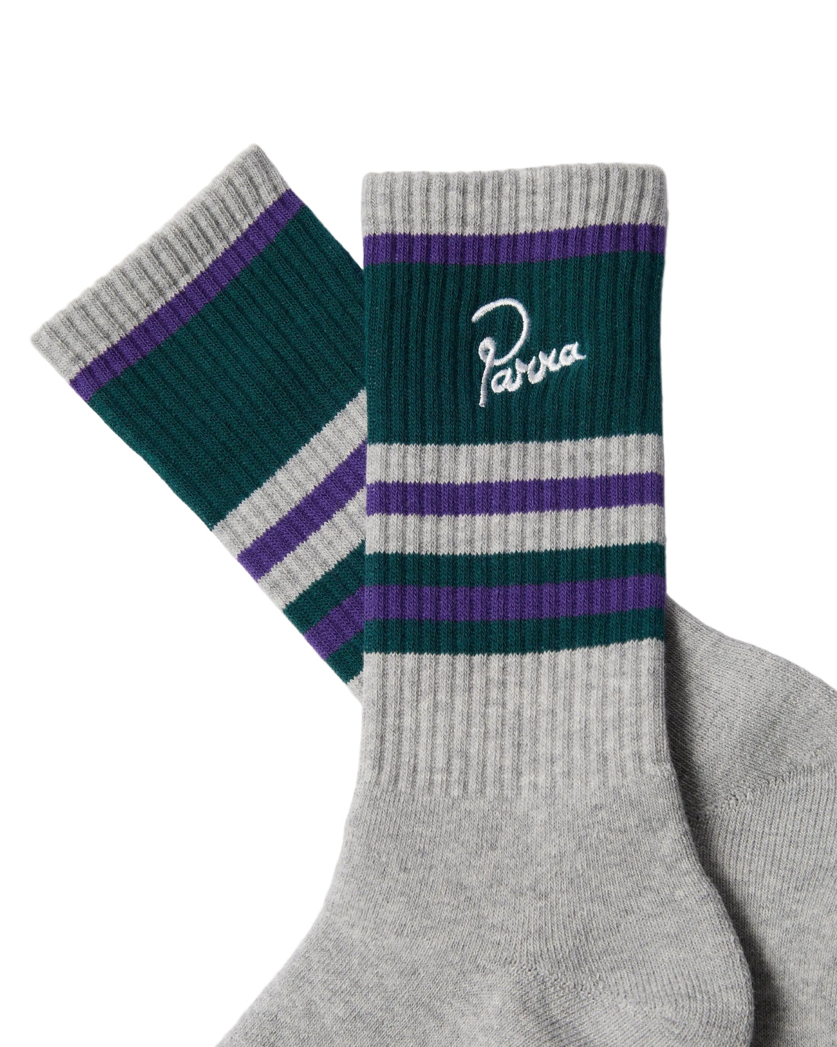 Signature Striped Crew Socks | Grey