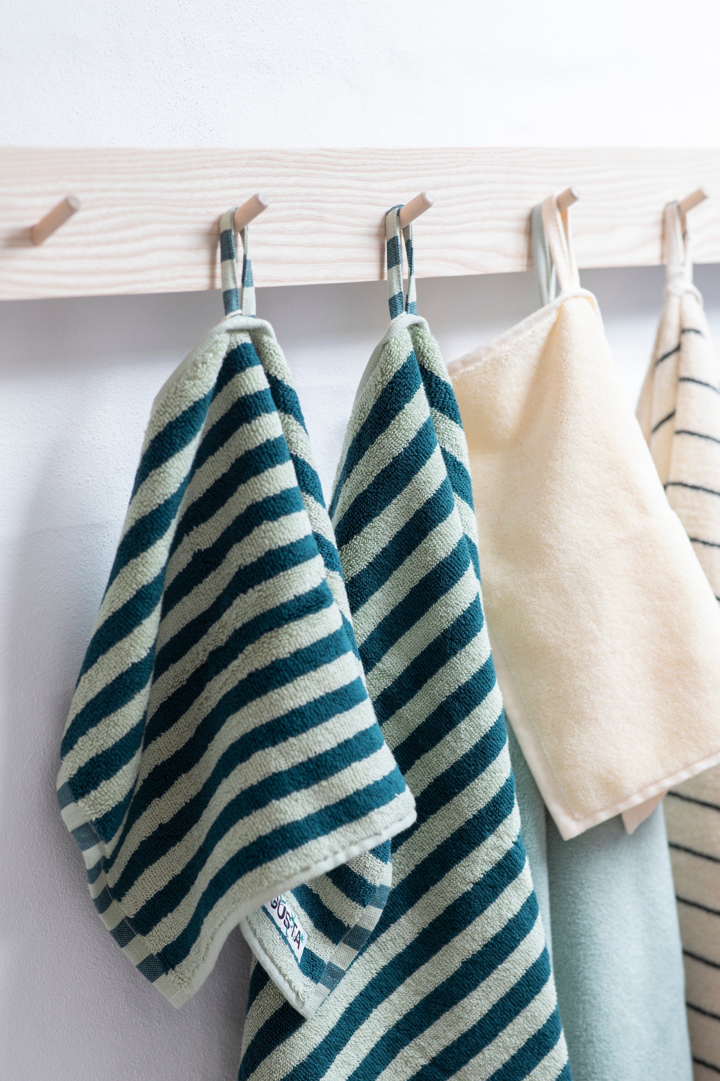 Naram Towels, sea foam & deep teal