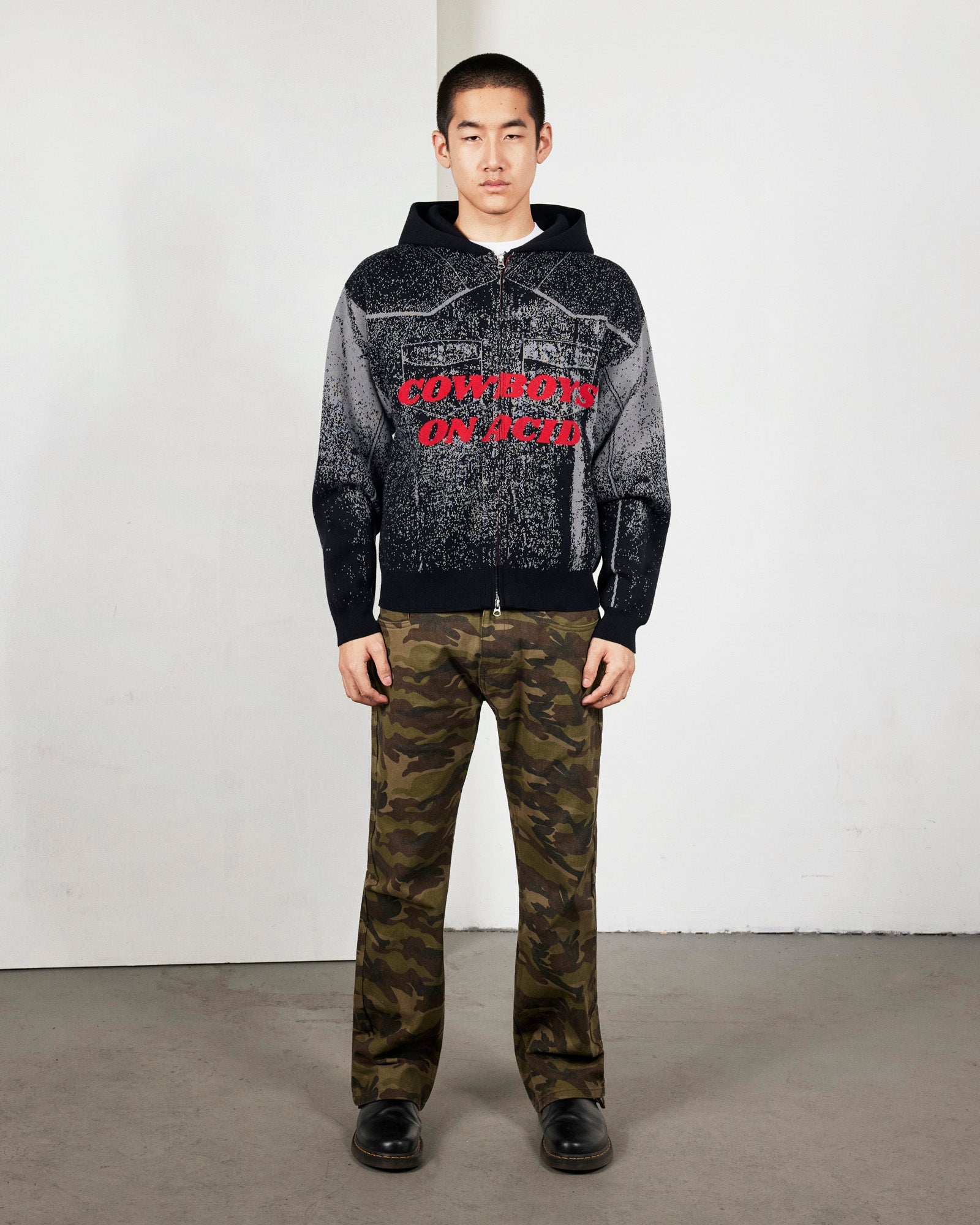 Acid Cowboy Knitted Hoodie | Black