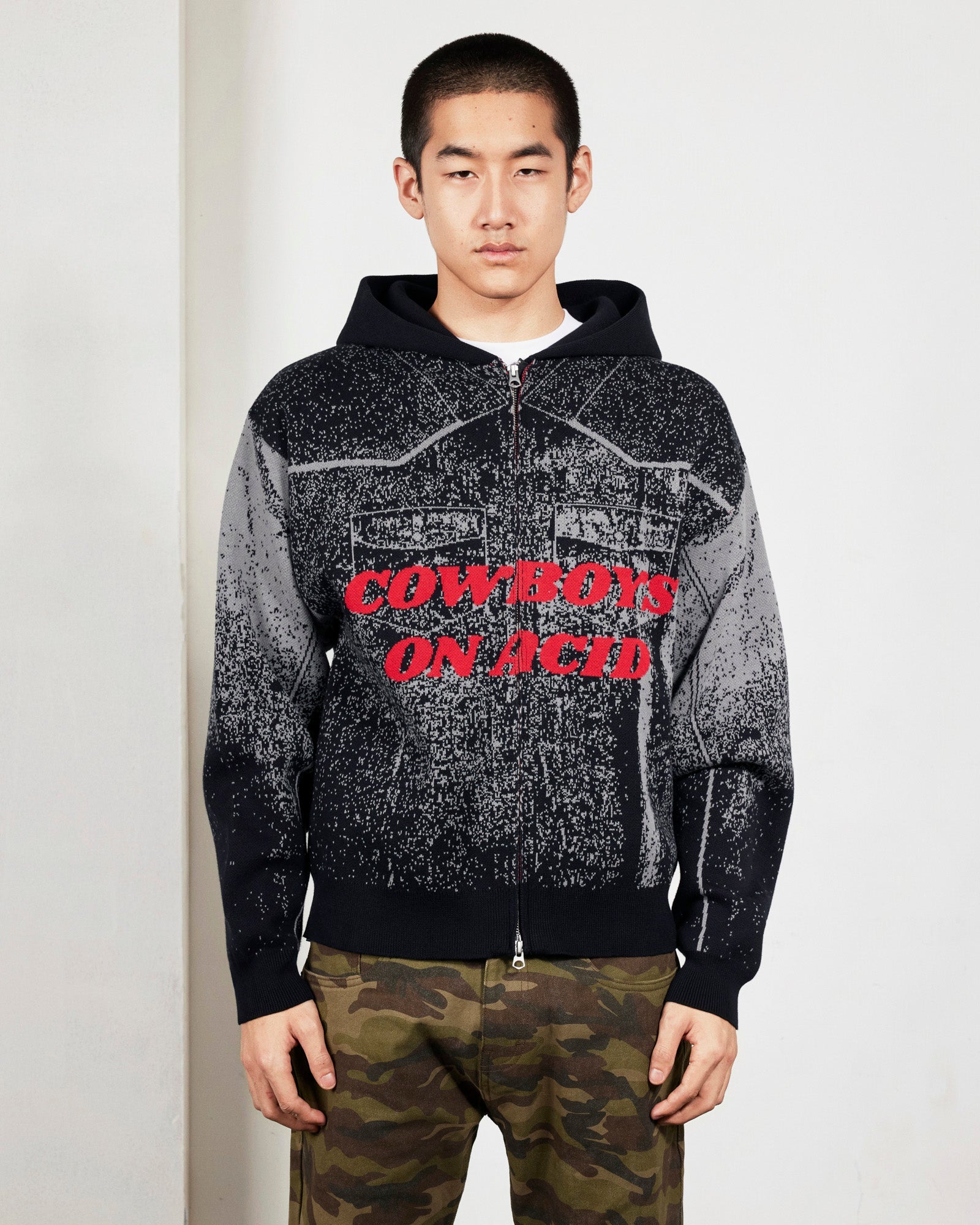 Acid Cowboy Knitted Hoodie | Black