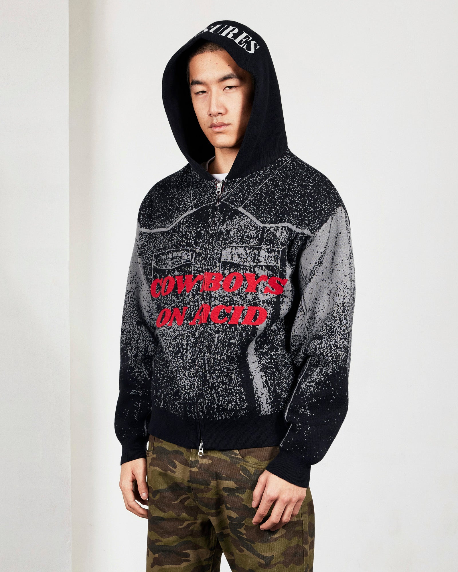 Acid Cowboy Knitted Hoodie | Black