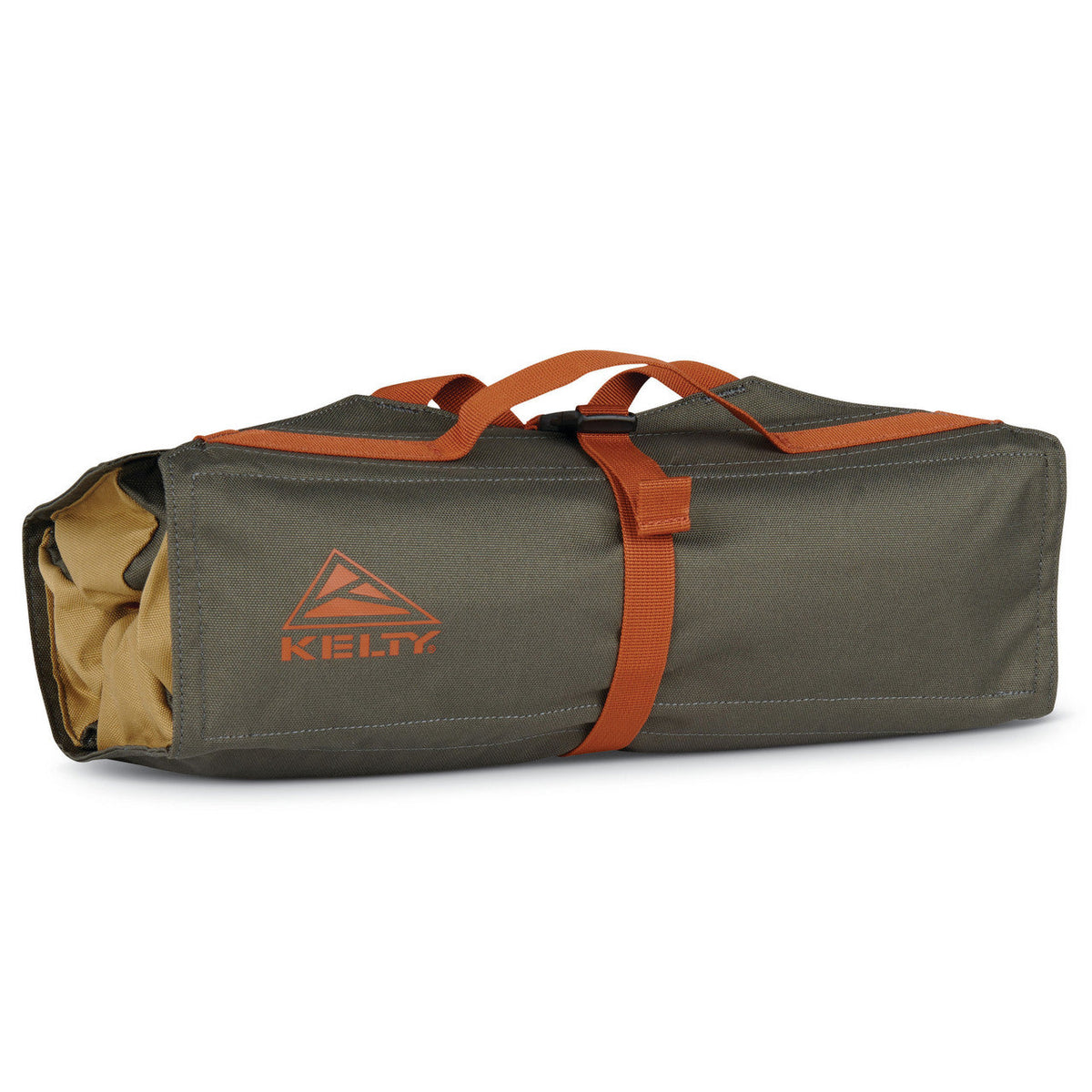 Kelty Chef Roll, front view, unrolled, with storage pockets zipped