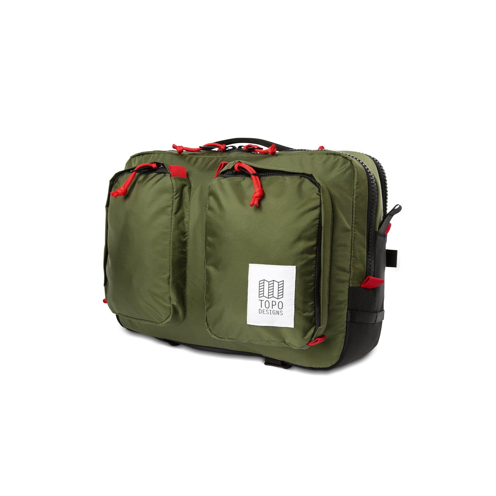 Full front product shot of the global briefcase in olive