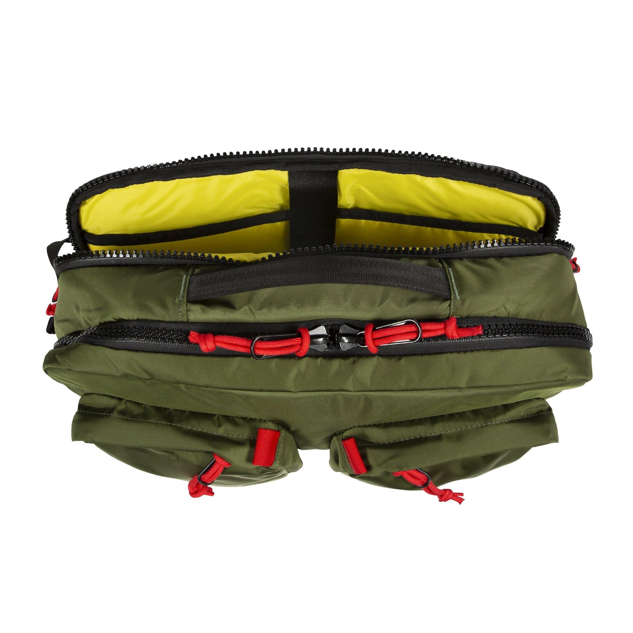 Detail product shot of the global briefcase showing the main compartment pockets