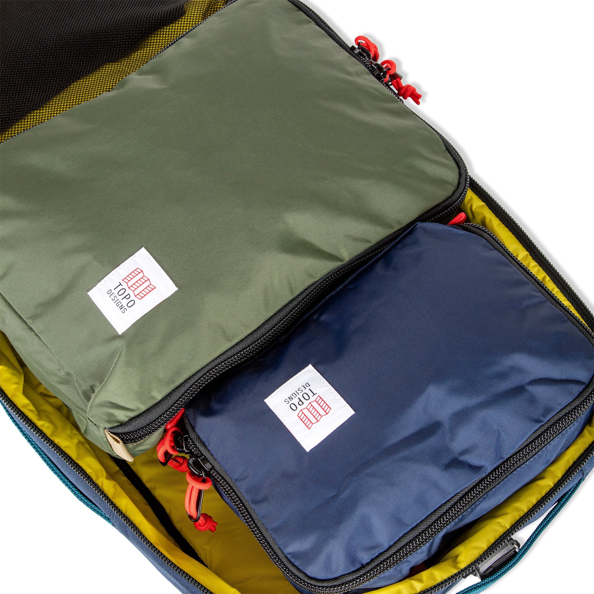 Pack Bags inside Topo Designs Global Travel Bag 30L Durable Carry On Convertible Laptop Travel Backpack.
