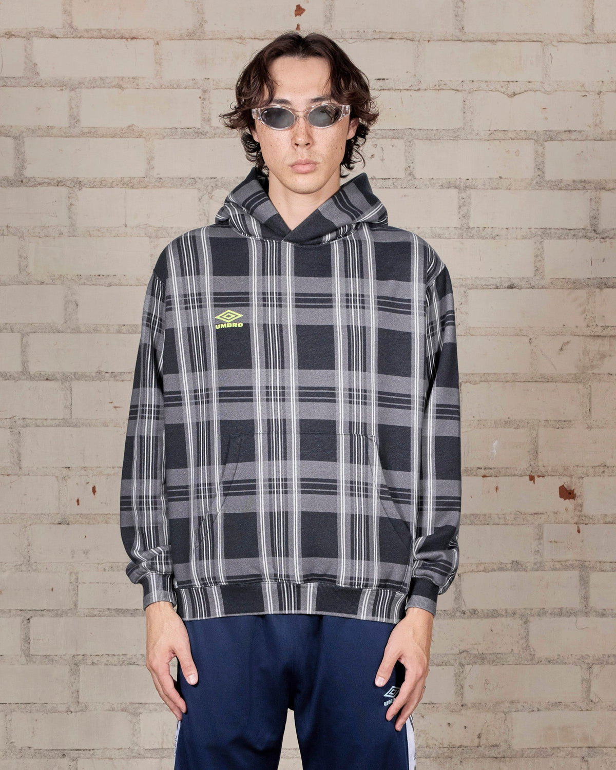 Umbro X Pleasures Spine Plaid Hoodie | Black