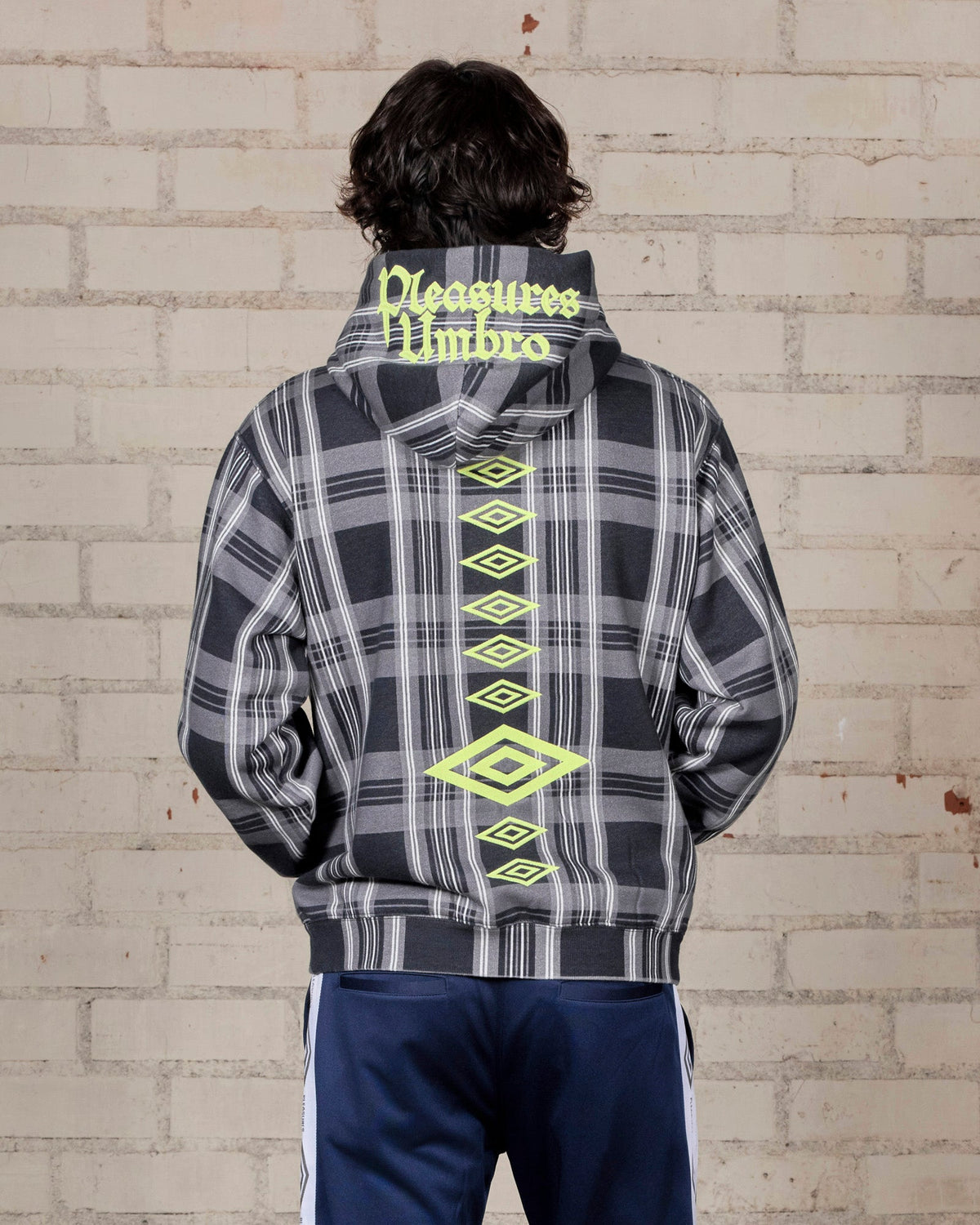 Umbro X Pleasures Spine Plaid Hoodie | Black