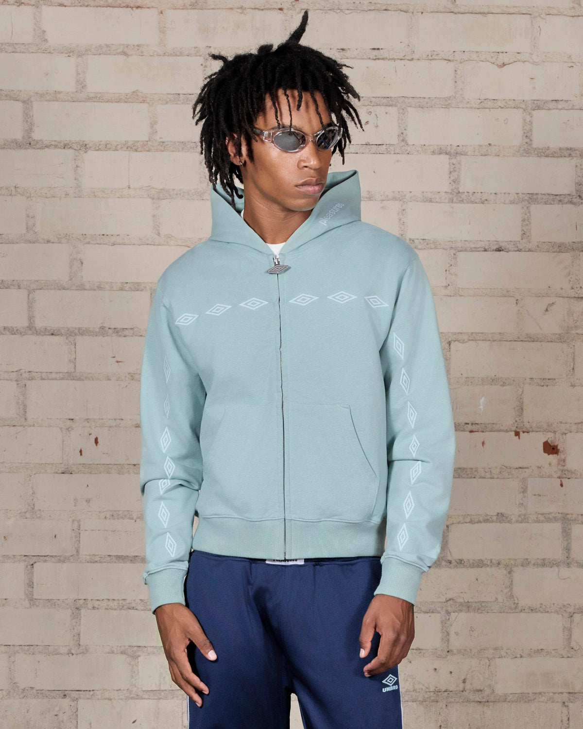 Umbro X Pleasures Diamonds Zip Fitted Hoodie | Sage