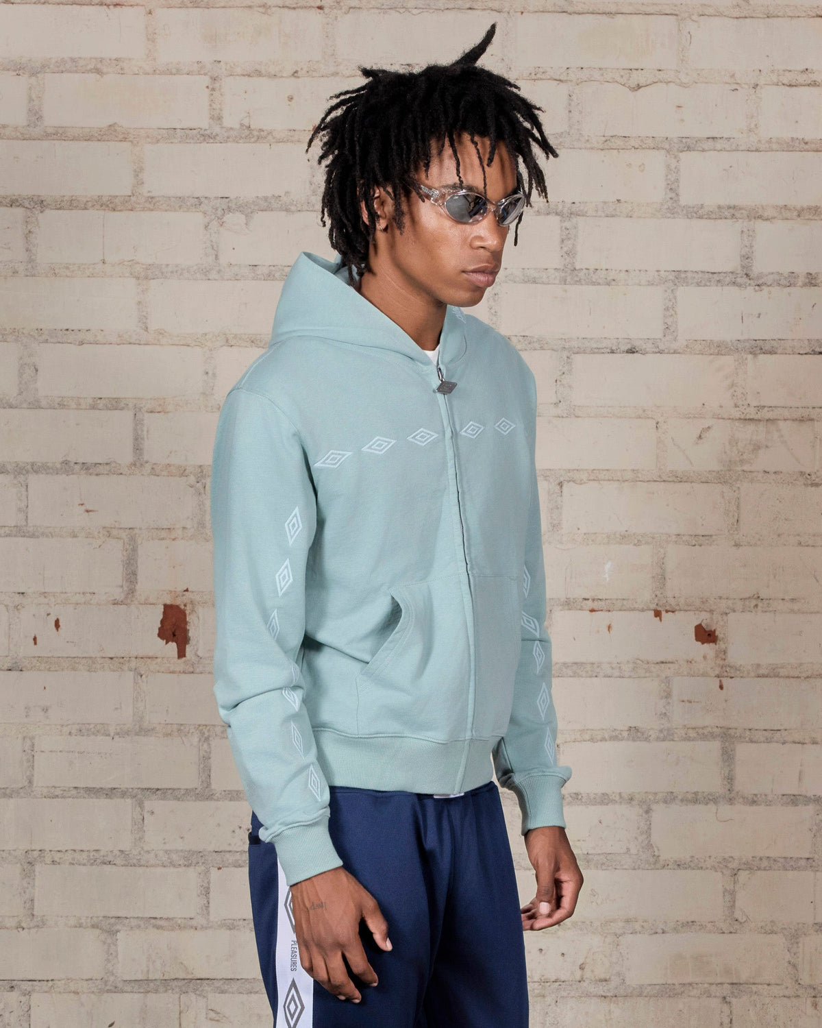 Umbro X Pleasures Diamonds Zip Fitted Hoodie | Sage