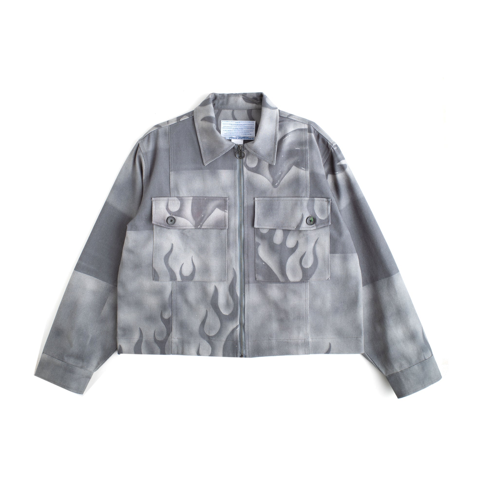 Flaming Dolphins Trucker Jacket | Grey Denim