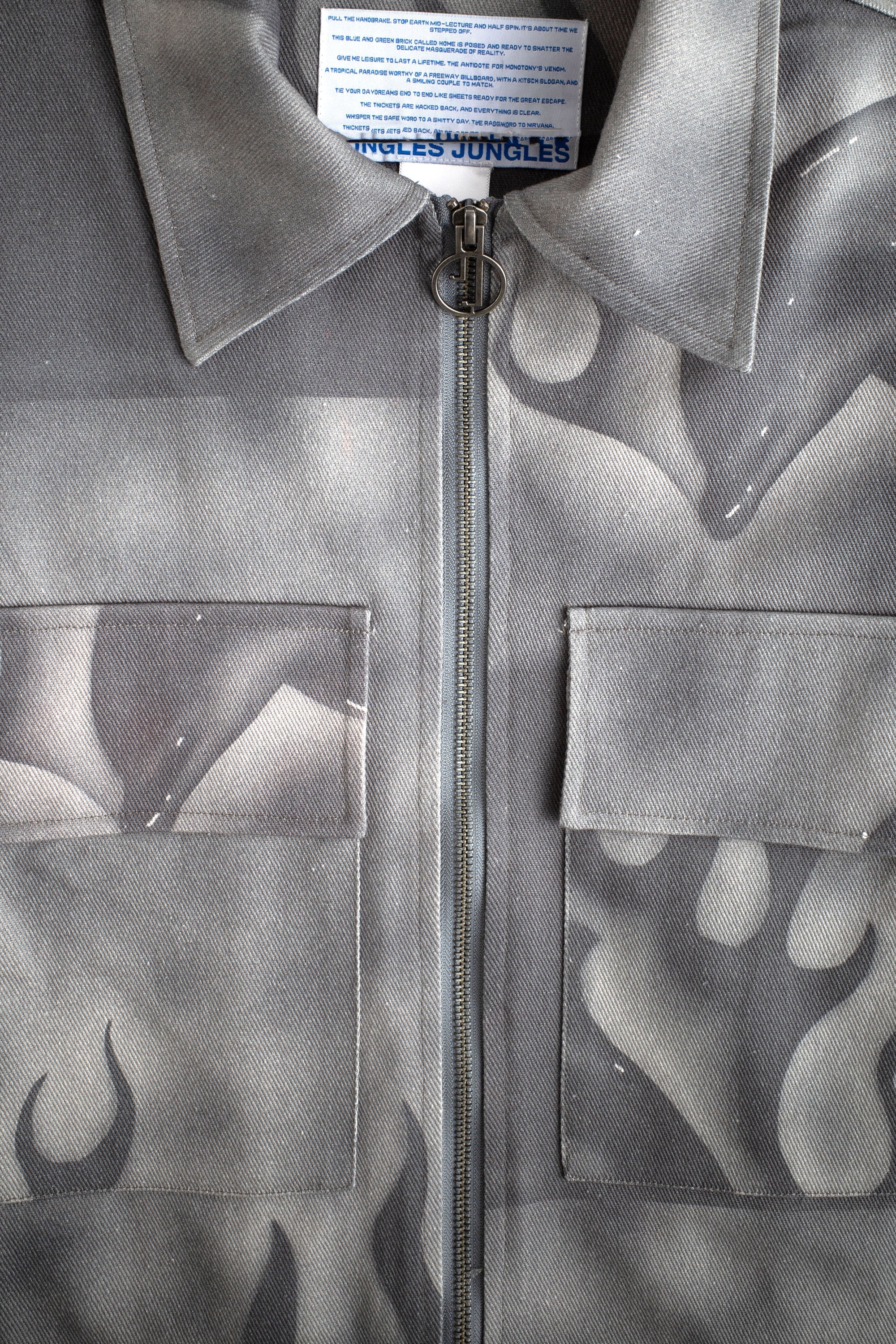 Flaming Dolphins Trucker Jacket | Grey Denim