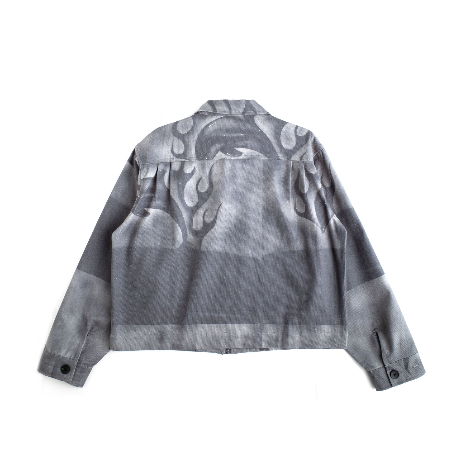 Flaming Dolphins Trucker Jacket | Grey Denim