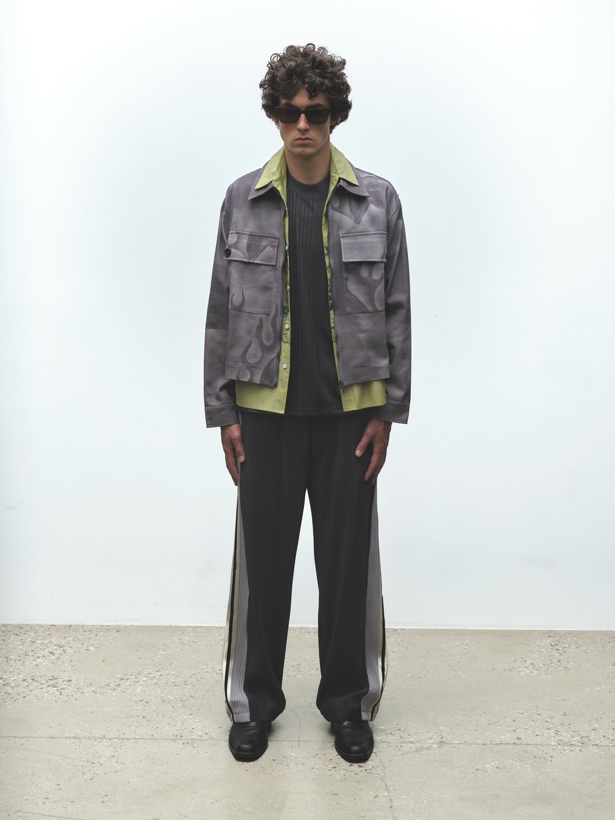 Flaming Dolphins Trucker Jacket | Grey Denim
