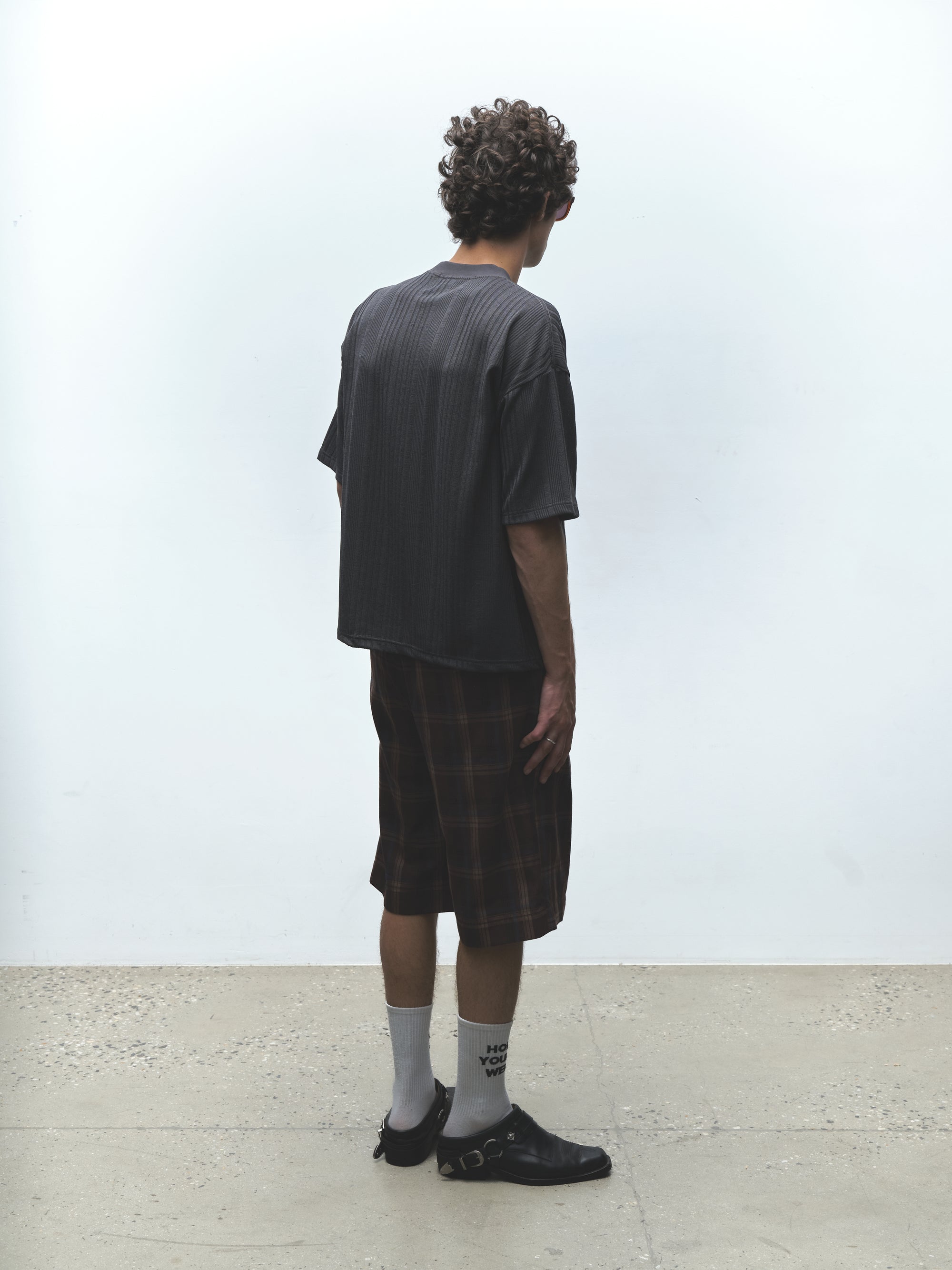 Stripe Knit Ss Tee | Charcoal