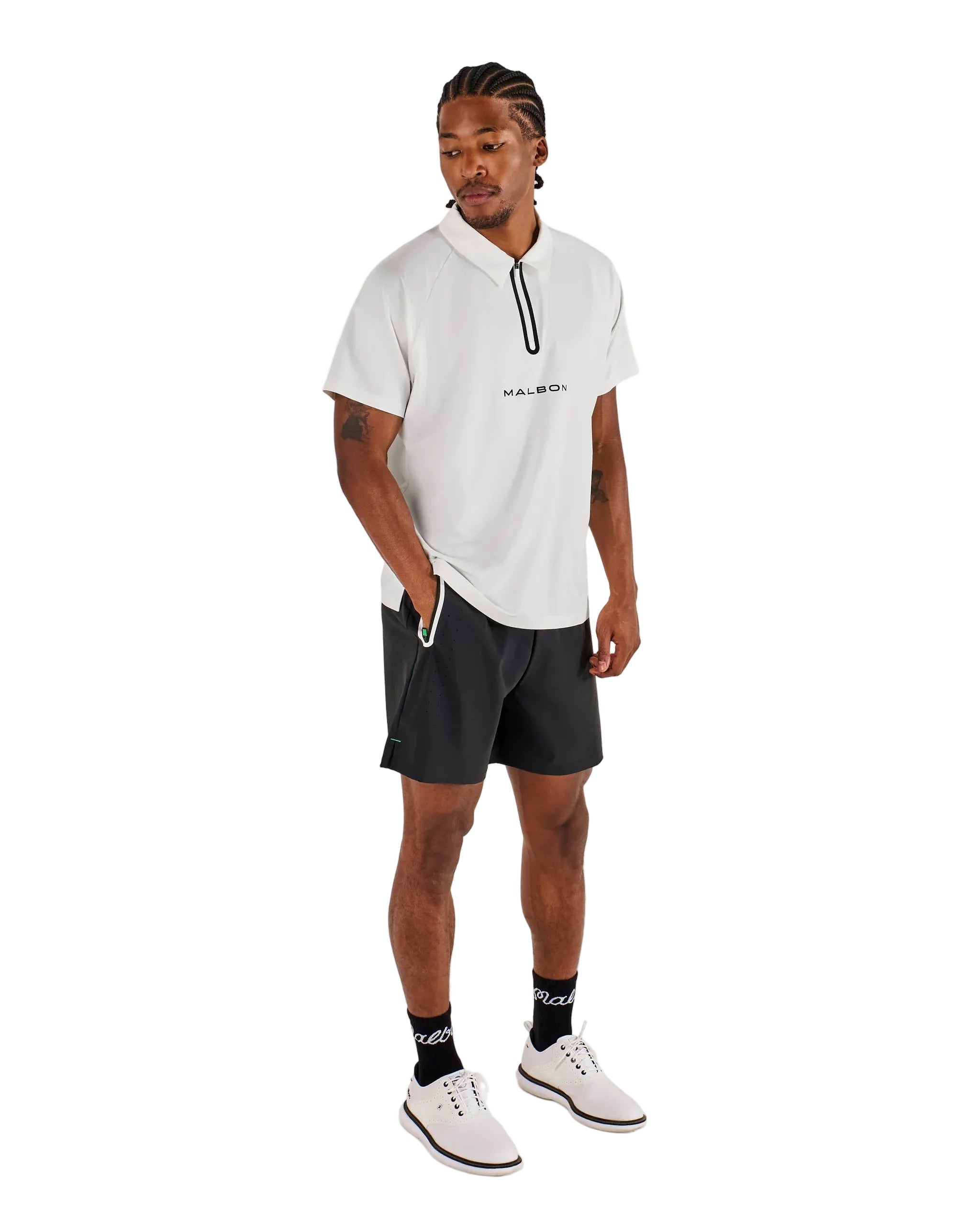 Performance Zip Raglan Polo | White