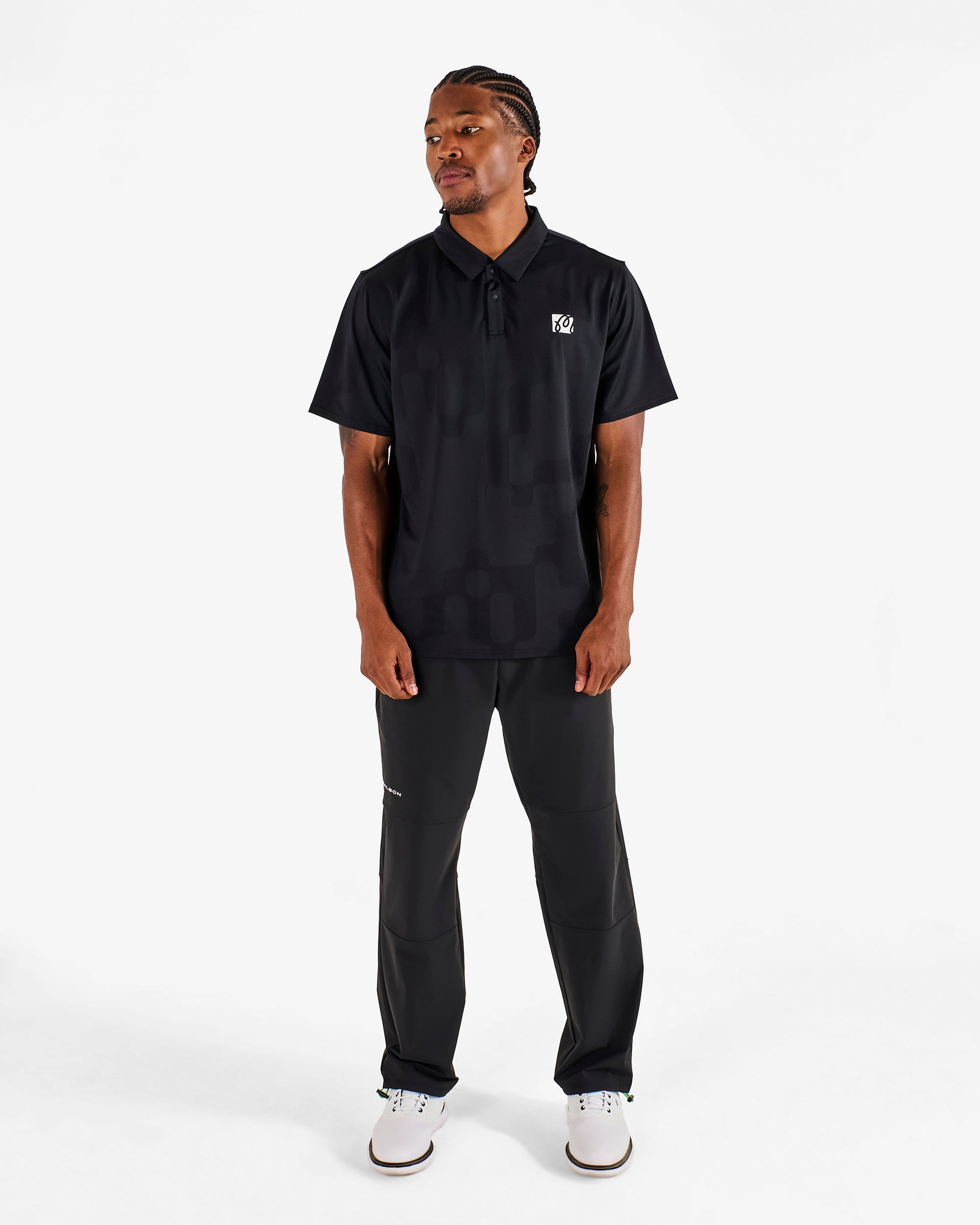 Malbon Performance Mesh Paneled Polo | Black