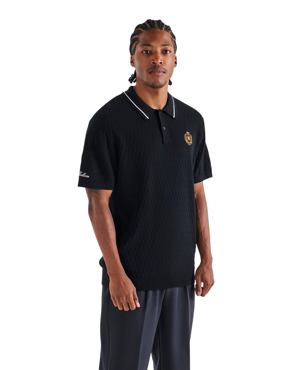 Crest Knit Polo | Black