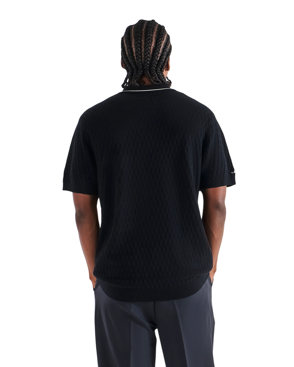 Crest Knit Polo | Black