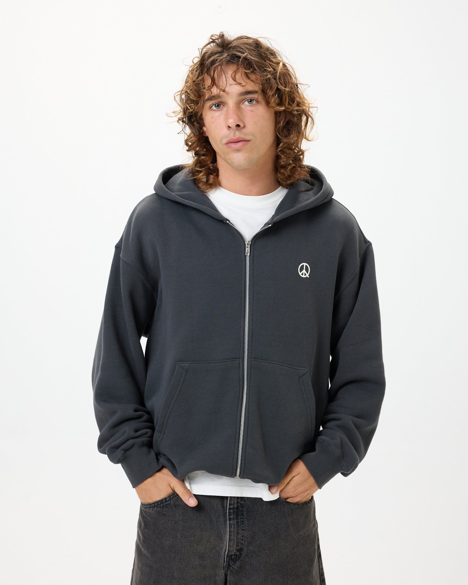 Wordmark Zip Up Hoodie | Black