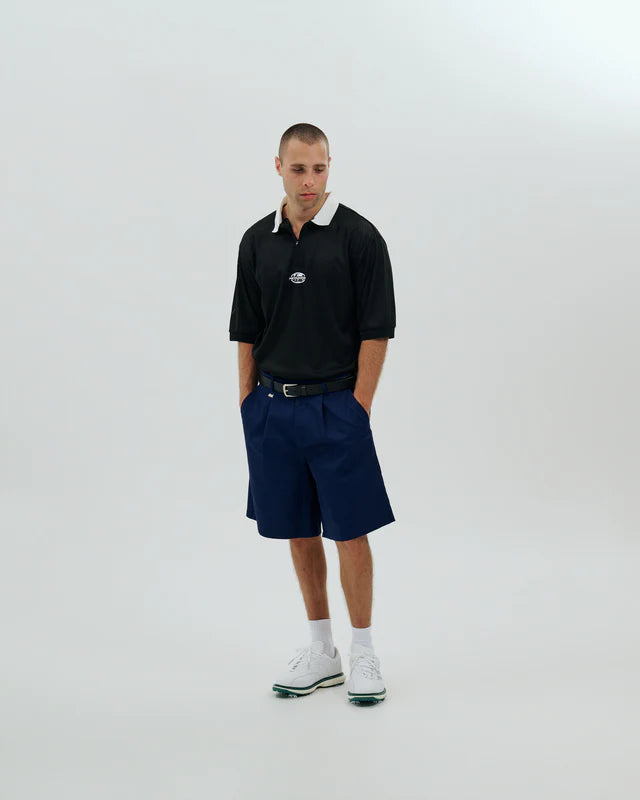 Quarter Zip Jersey Polo | Black