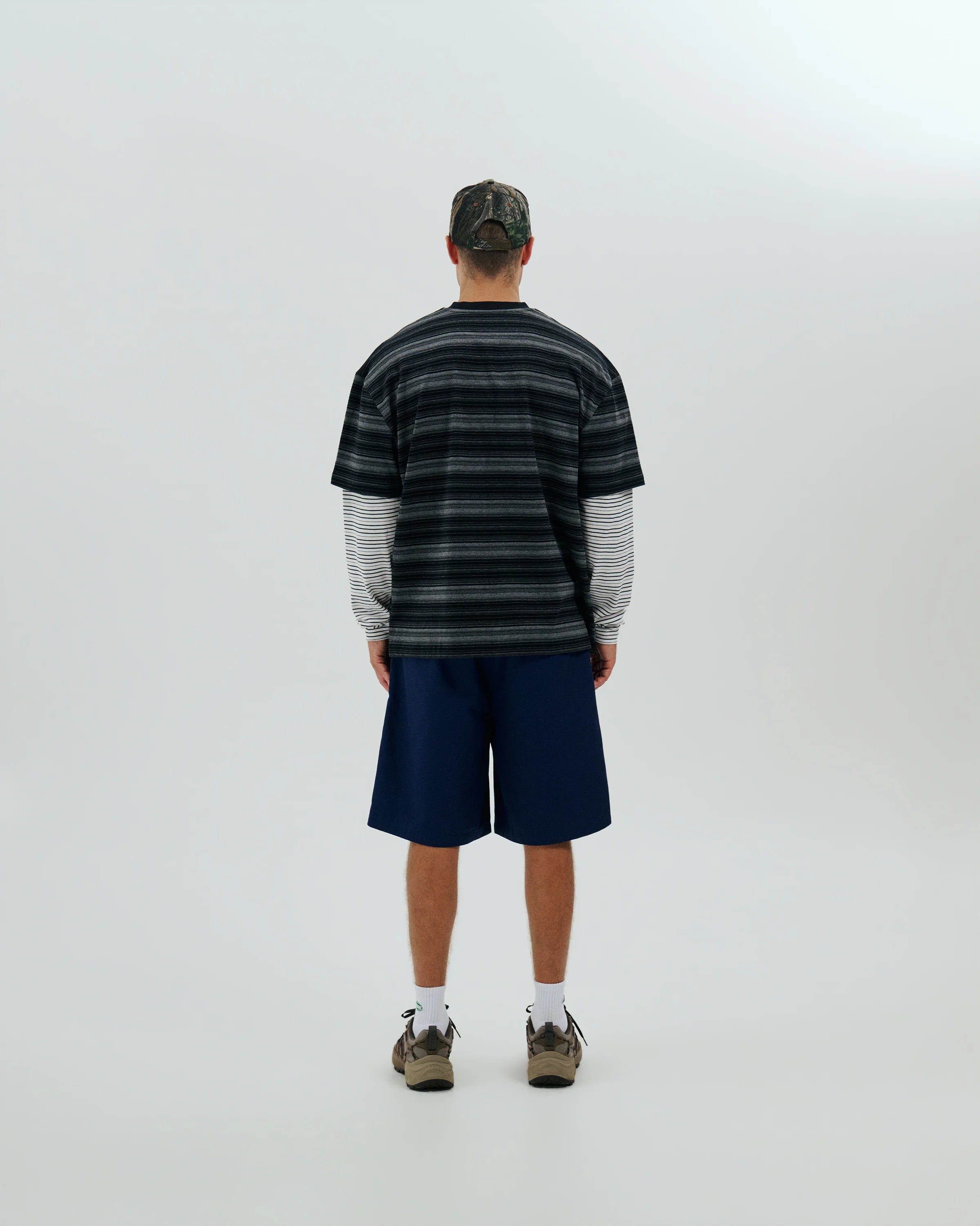 Double Layer Striped T-shirt | Black