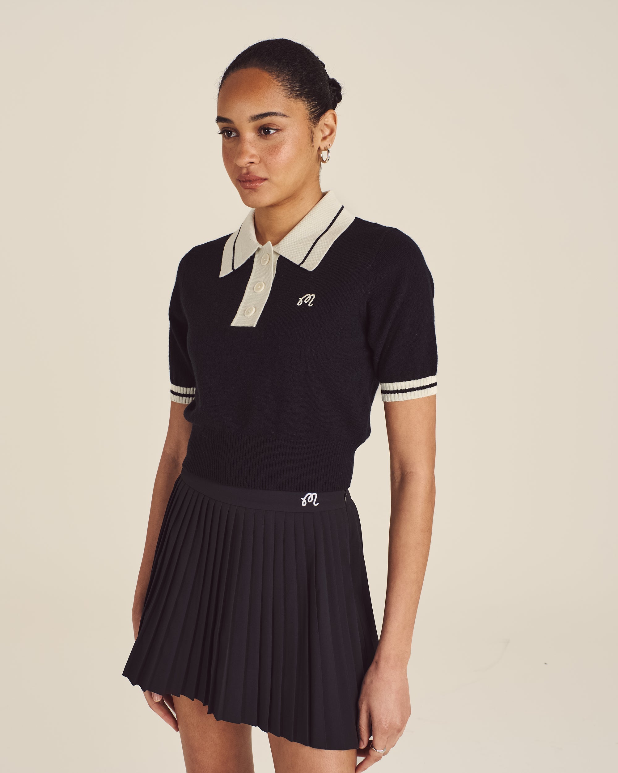 Mikayla Knit Polo | Black