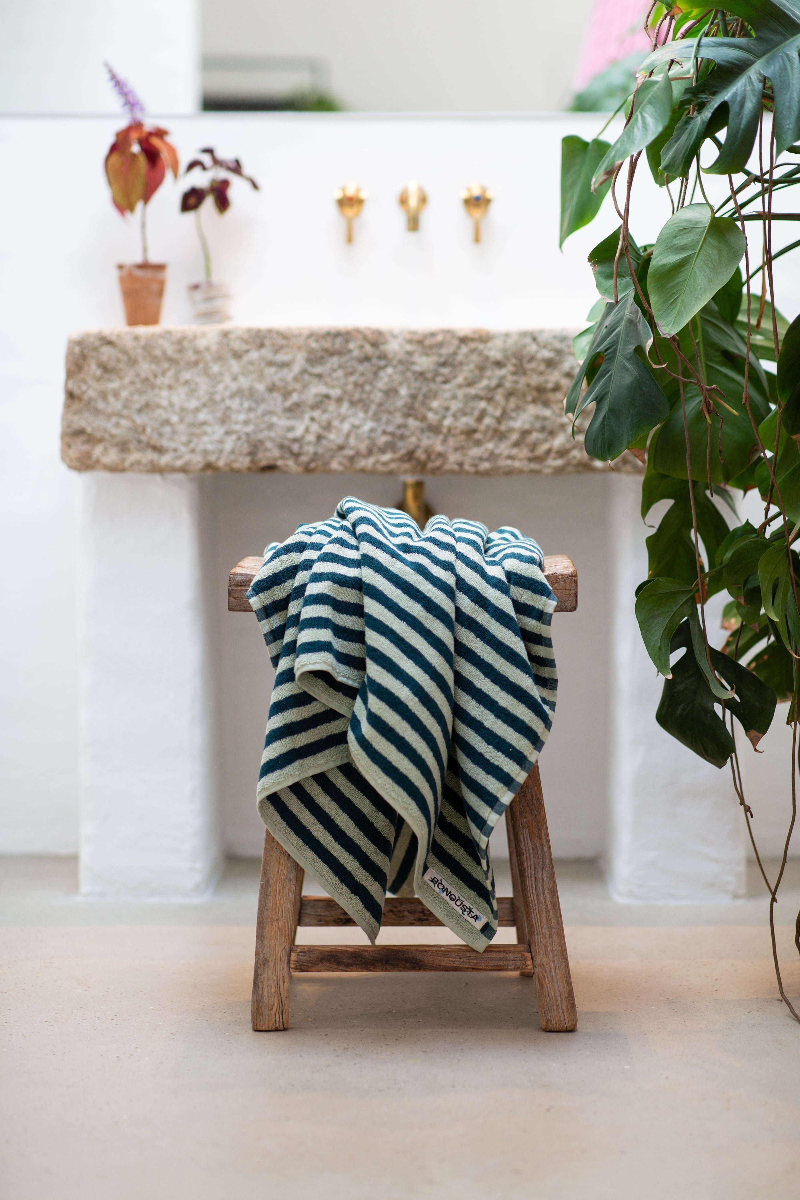 Naram Towels, sea foam & deep teal