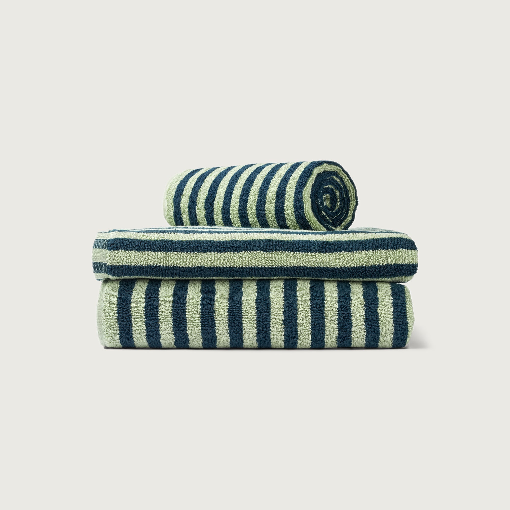 Naram Towels, sea foam & deep teal
